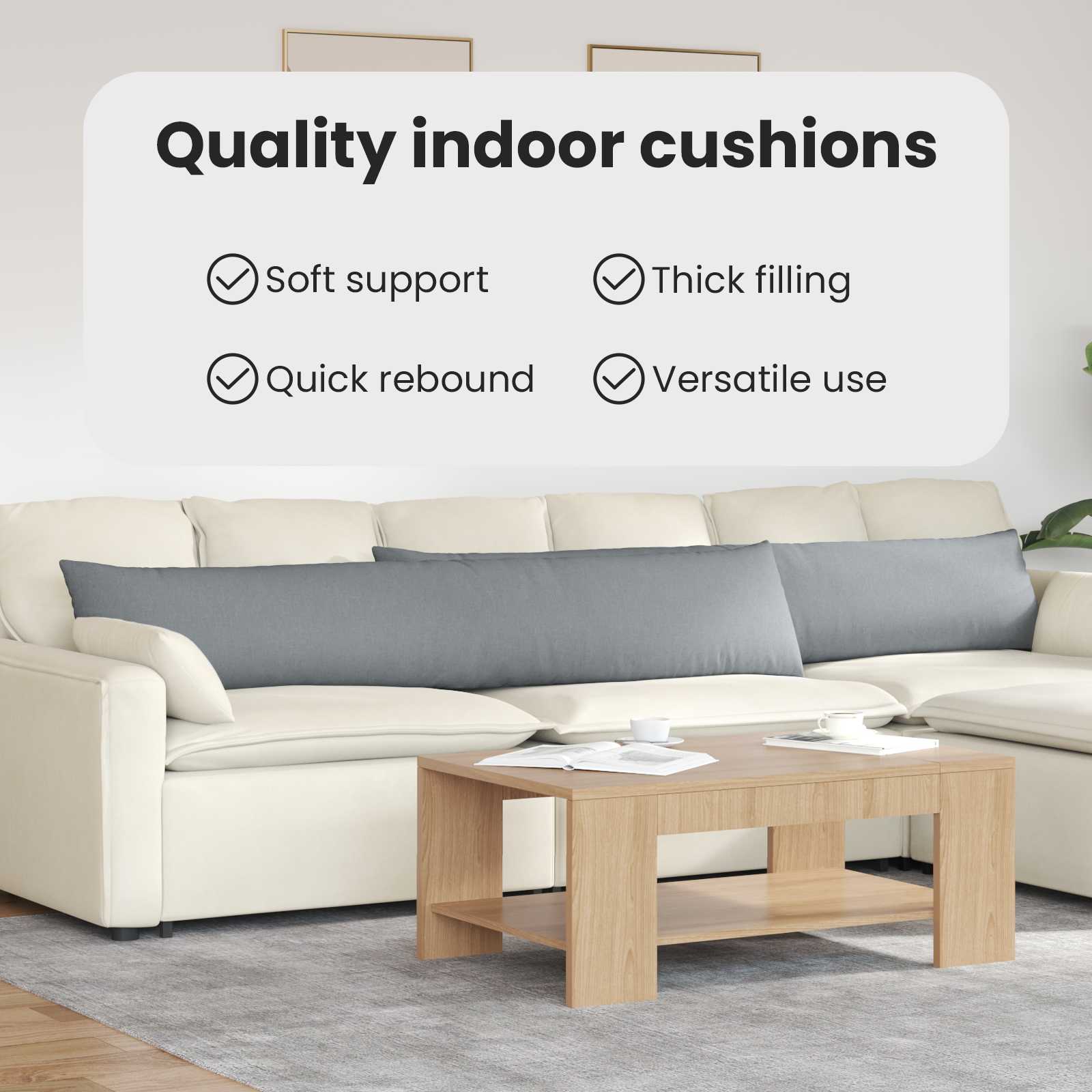 Sofa Pagalvės 2 pcs Šviesiai pilka 200 x 40 cm audinys