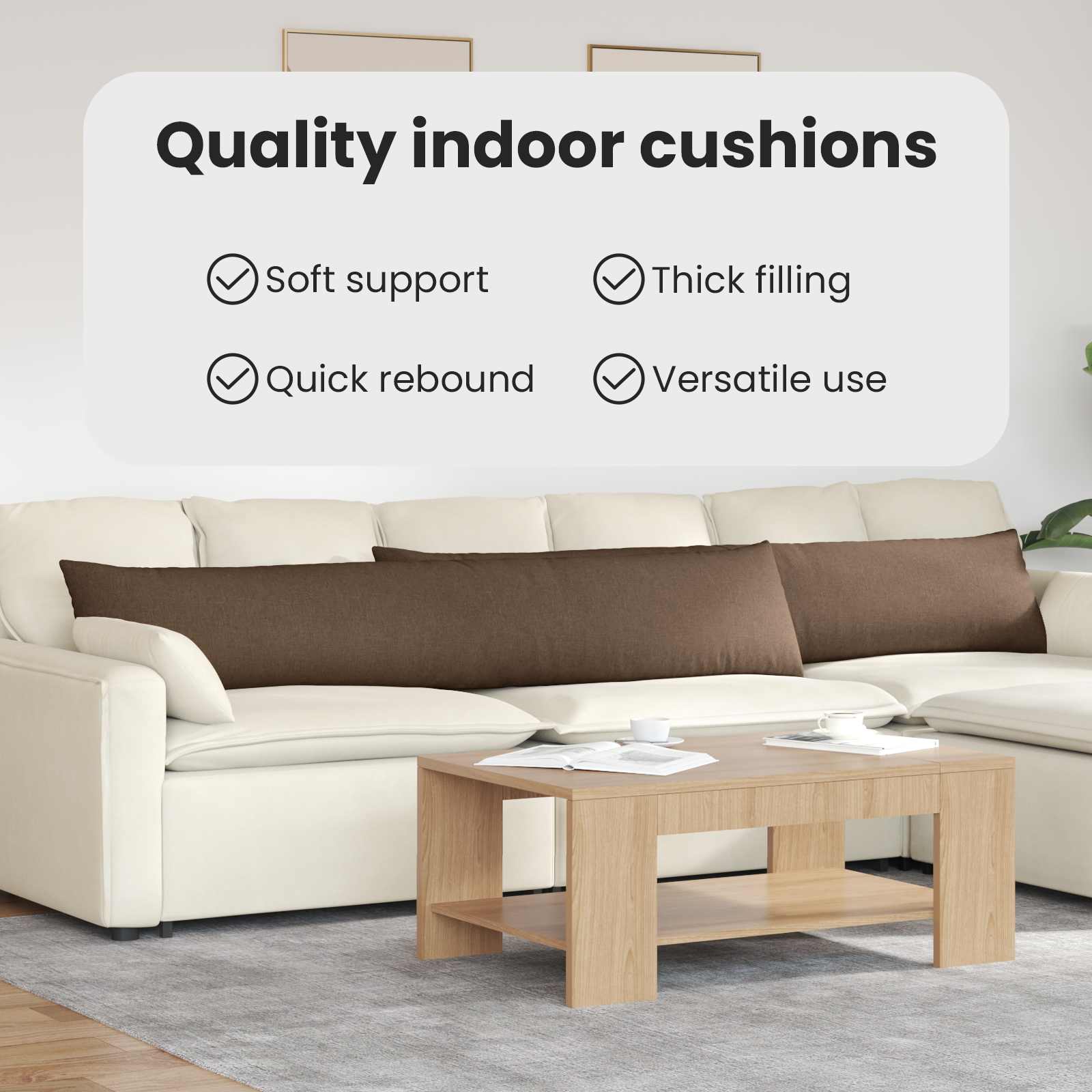 Sofa Pagalvės 2 pcs Ruda 200 x 40 cm audinys