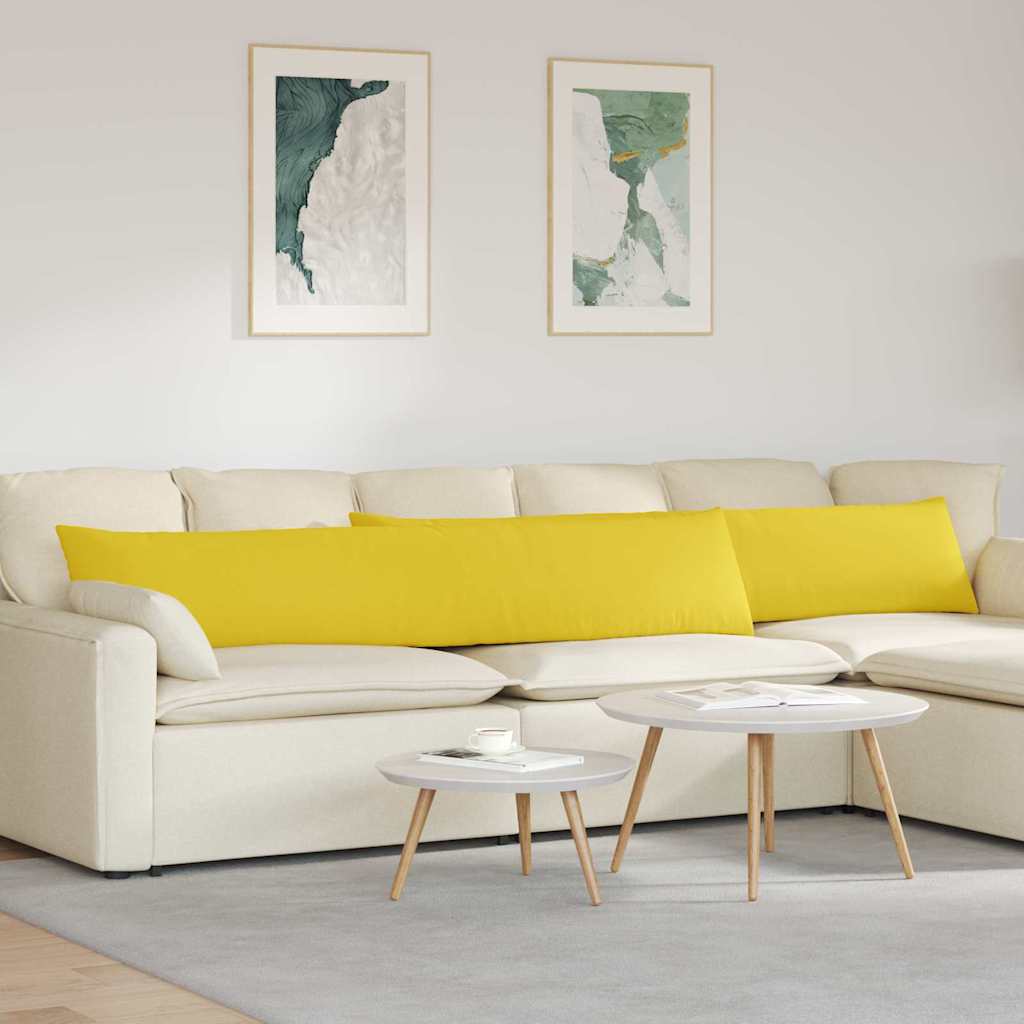 Sofa Pillows 2 pcs Light yellow 200 x 40 cm fabric