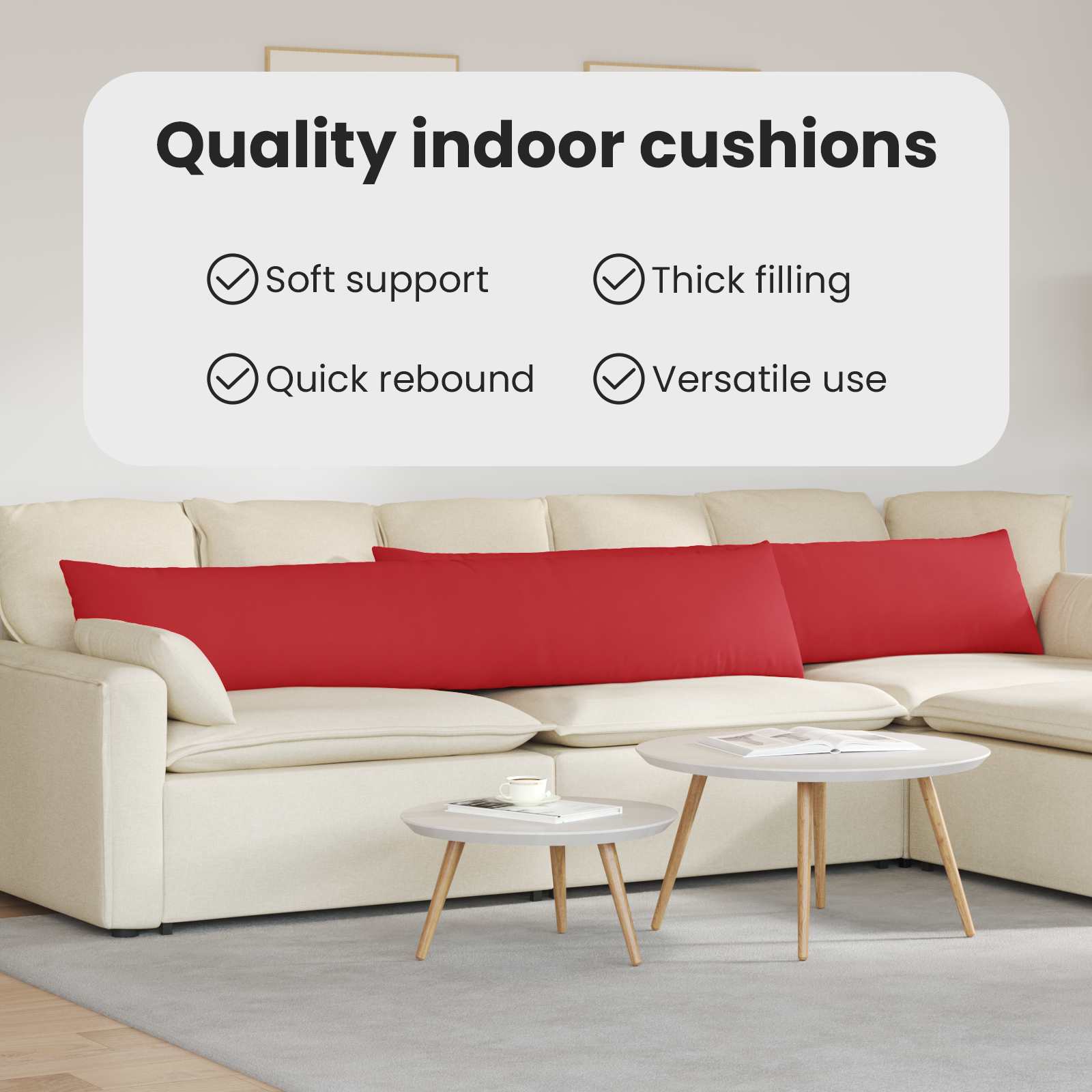 Sofa Cushions 2 pcs Red 200 x 40 cm fabric