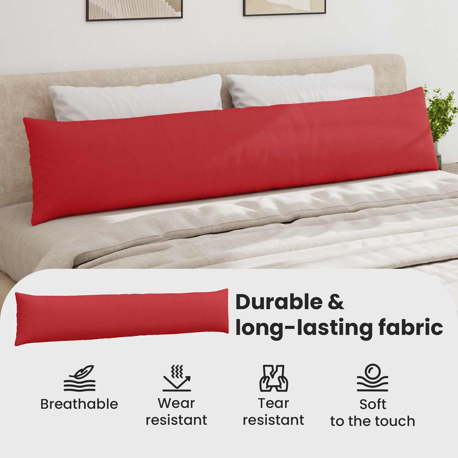 Sofa Cushions 2 pcs Red 200 x 40 cm fabric