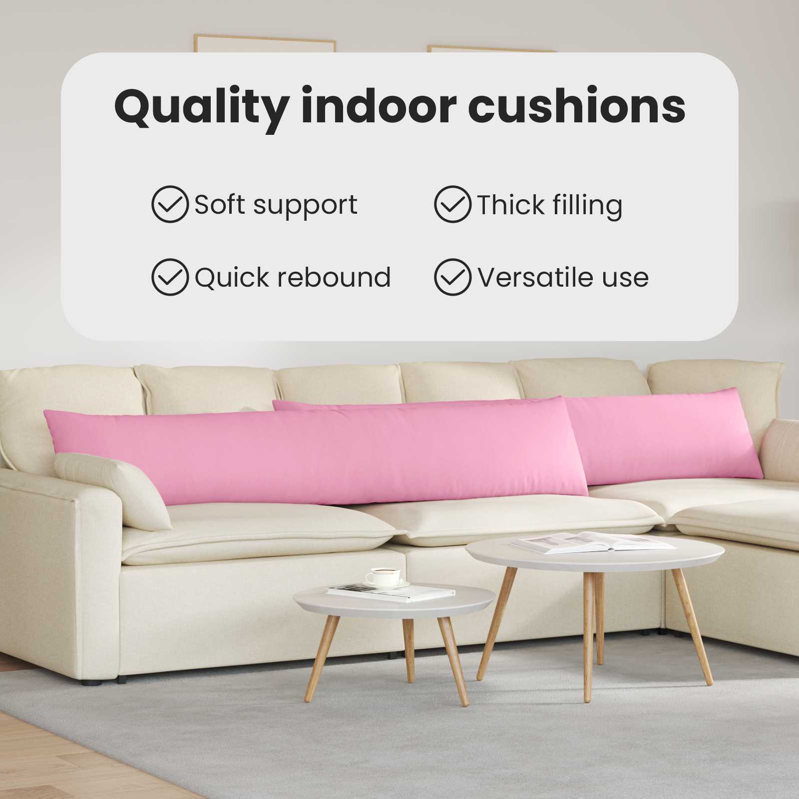 Sofa Pagalvės 2 pcs Rožinė 200 x 40 cm audinys