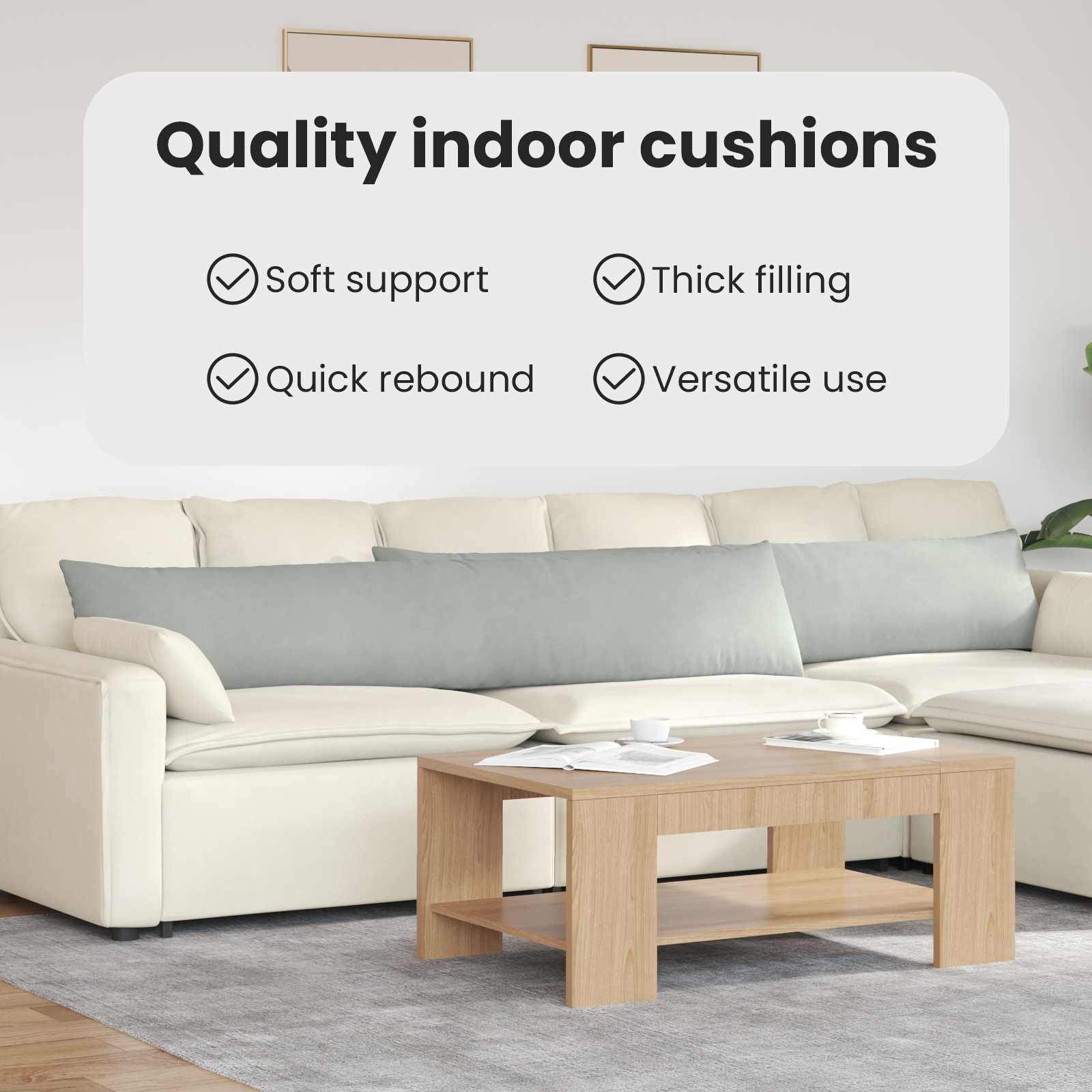 Sofa Pagalvės 2 pcs Šviesiai pilka 200 x 40 cm