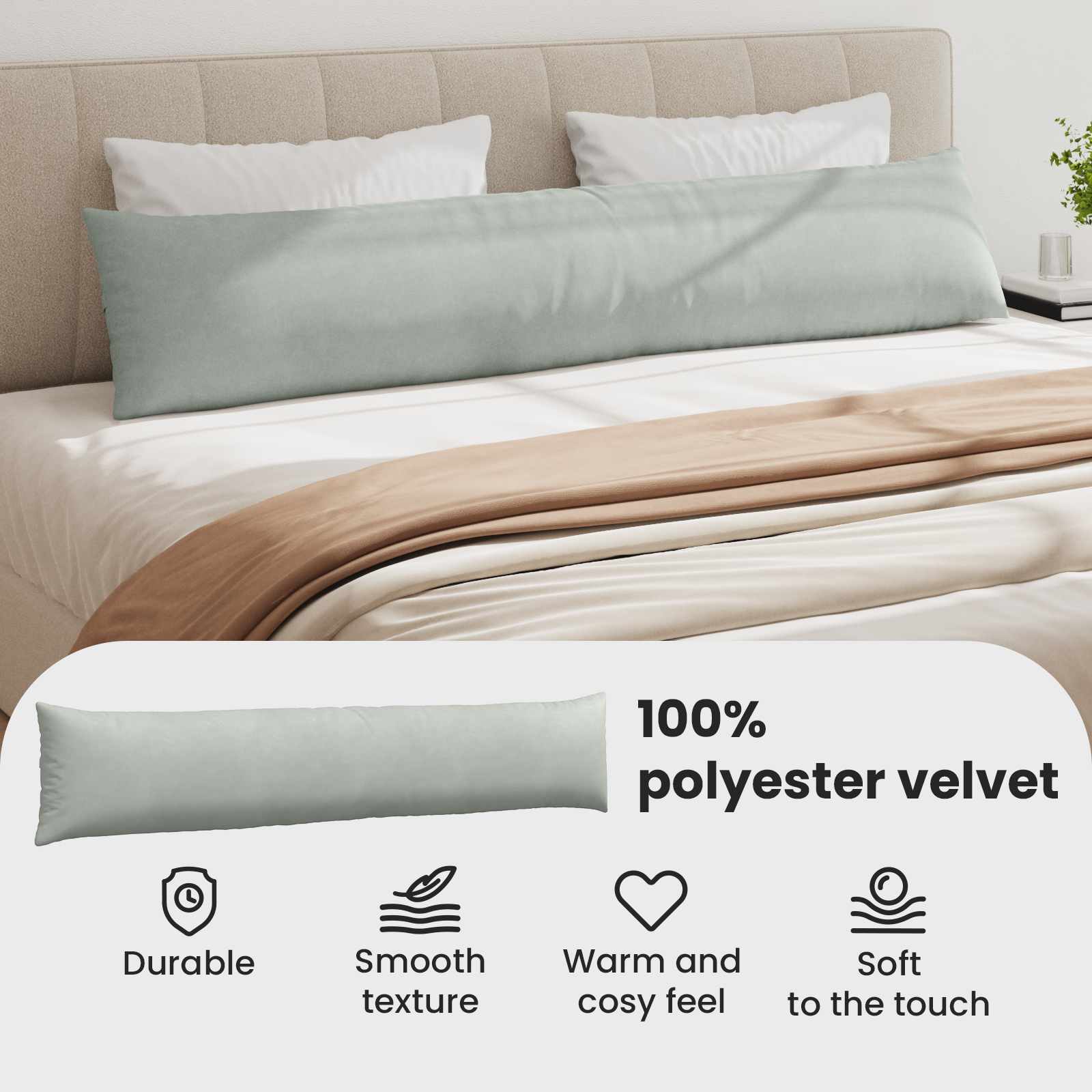 Sofa Pagalvės 2 pcs Šviesiai pilka 200 x 40 cm