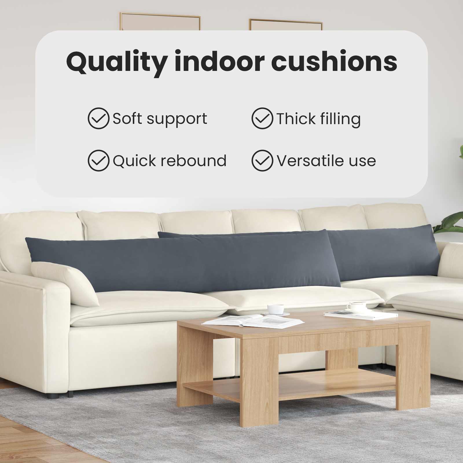 Sofa Pagalvės 2 pcs Tamsiai pilka 200 x 40 cm