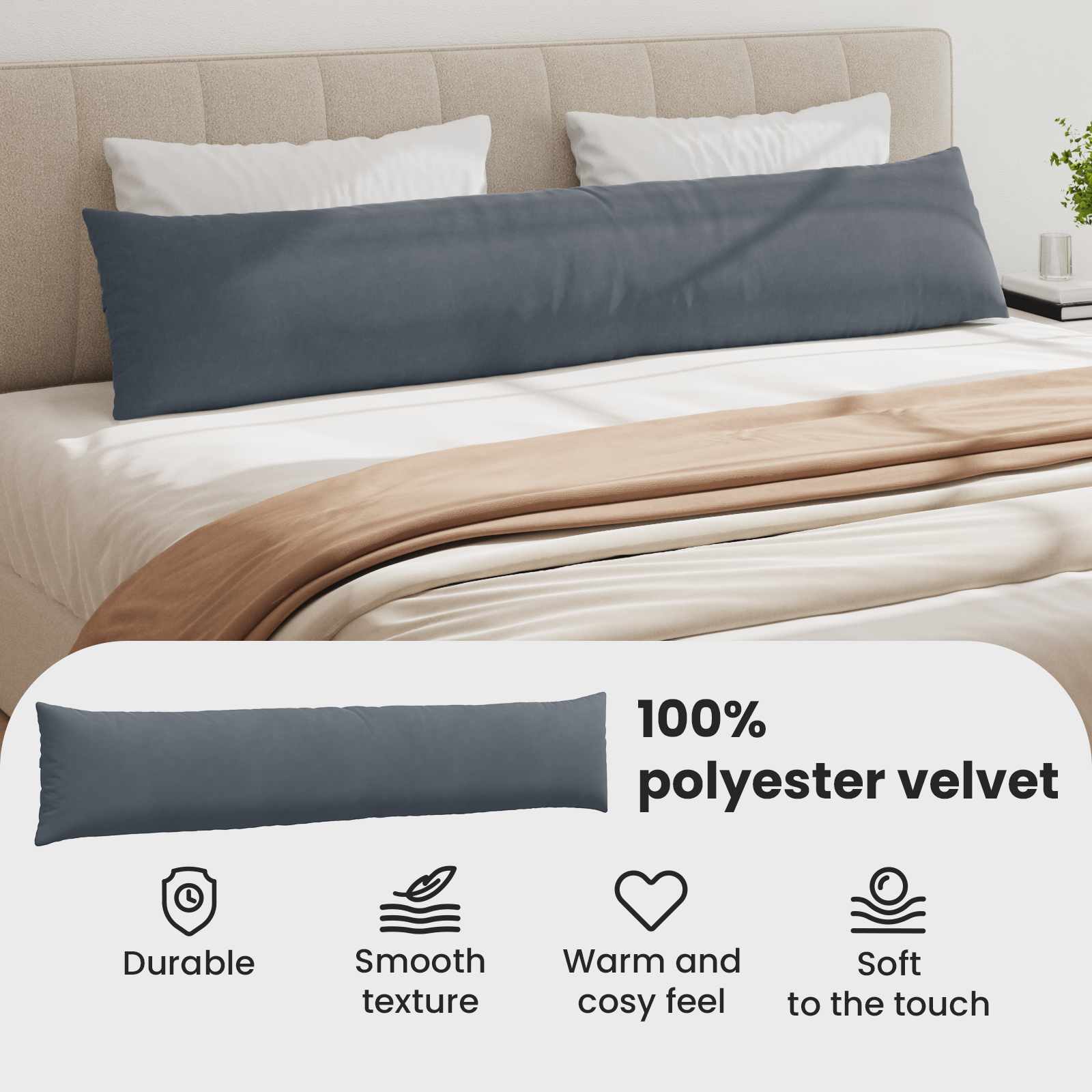 Sofa Pagalvės 2 pcs Tamsiai pilka 200 x 40 cm