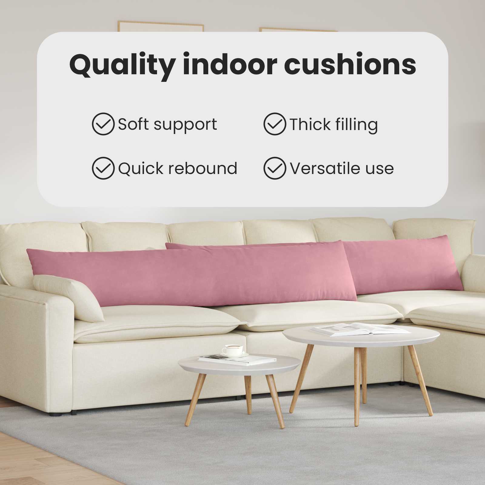 Sofa Cushions 2 pcs Pink 200 x 40 cm Corduroy fabric