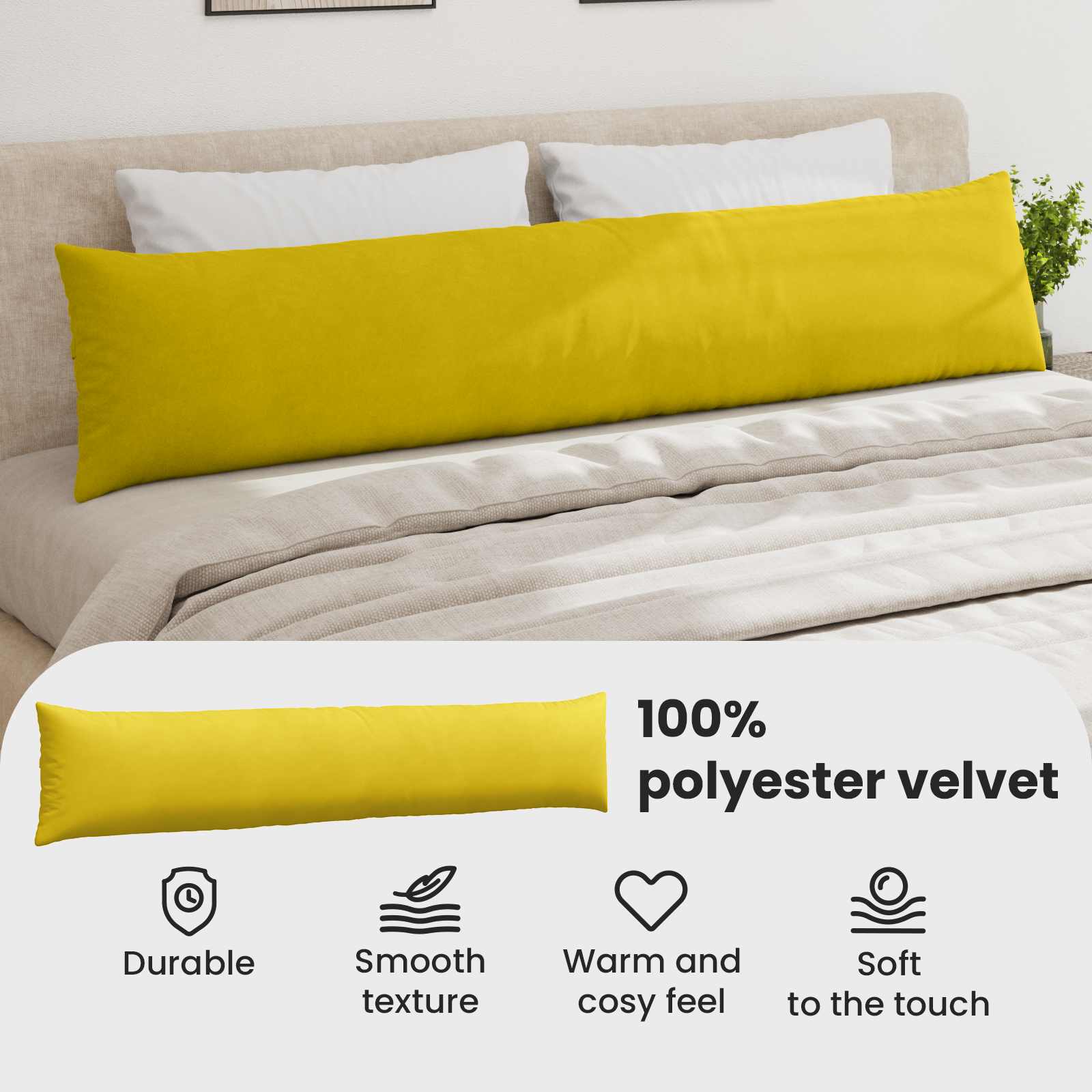 Sofa Pagalvės 2 pcs Geltona 200 x 40 cm Kordūrinis audinys