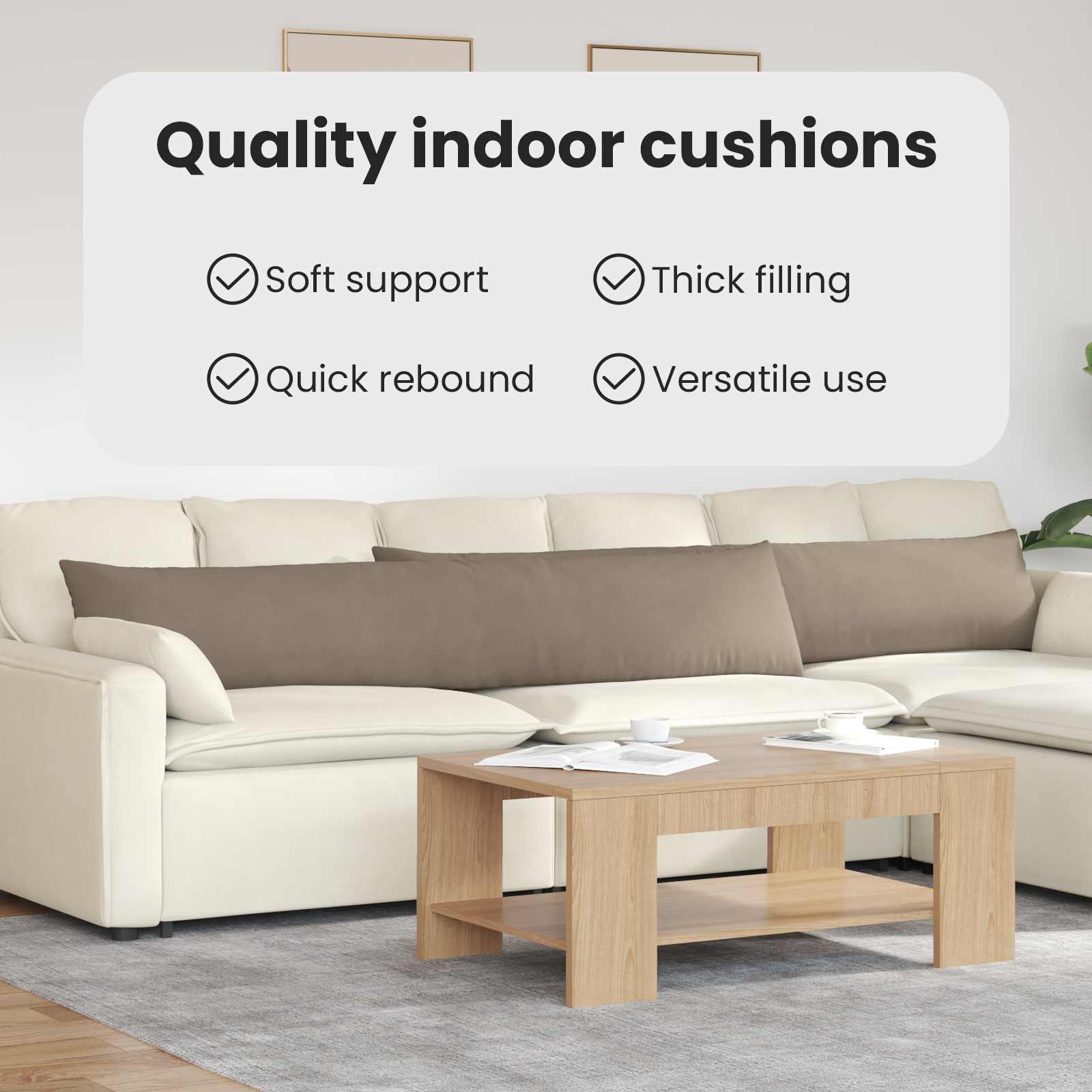 Sofa Pagalvės 2 pcs Taupe 200 x 40 cm audinys