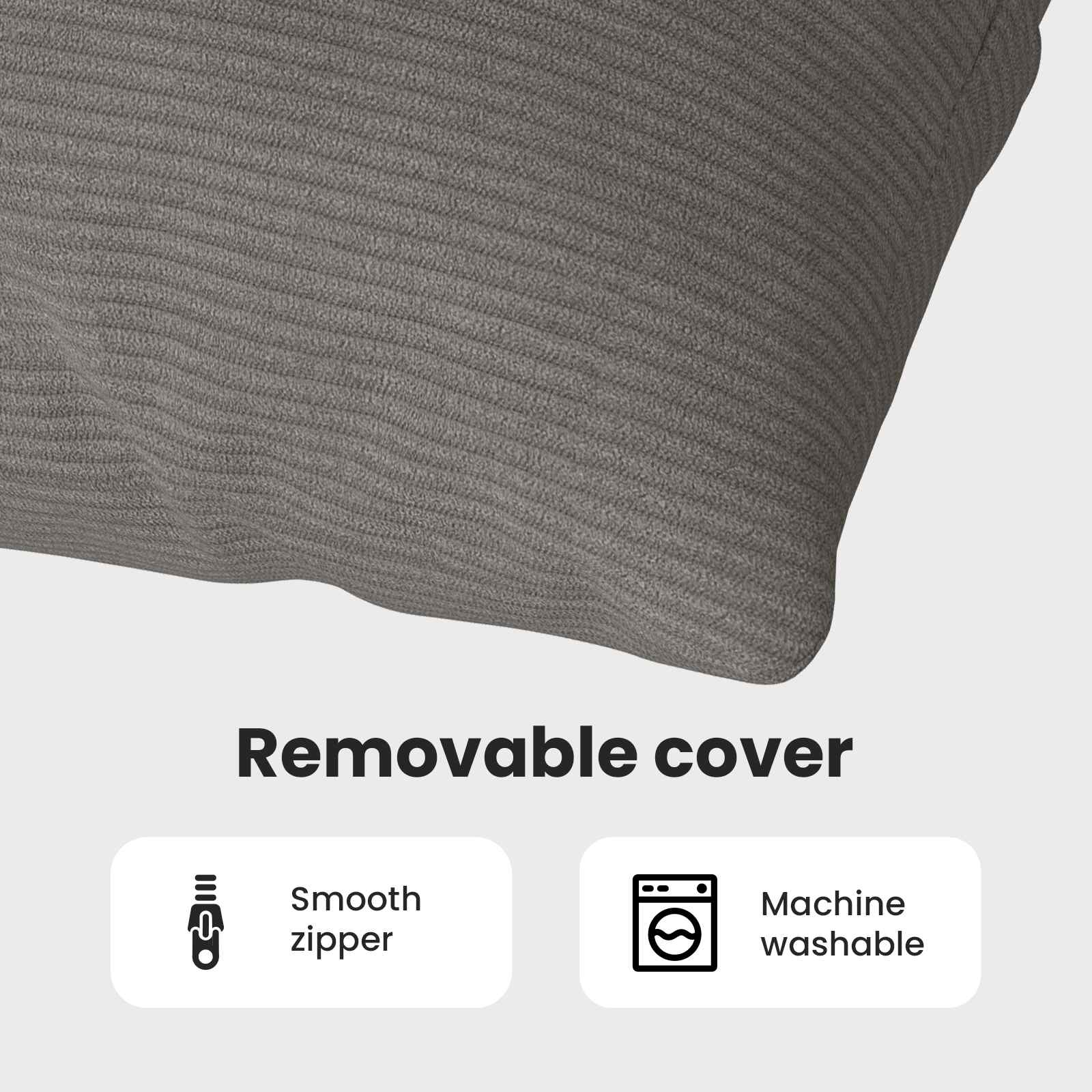 Sofa Cushion 2 pcs Light Grey 200 x 40 cm