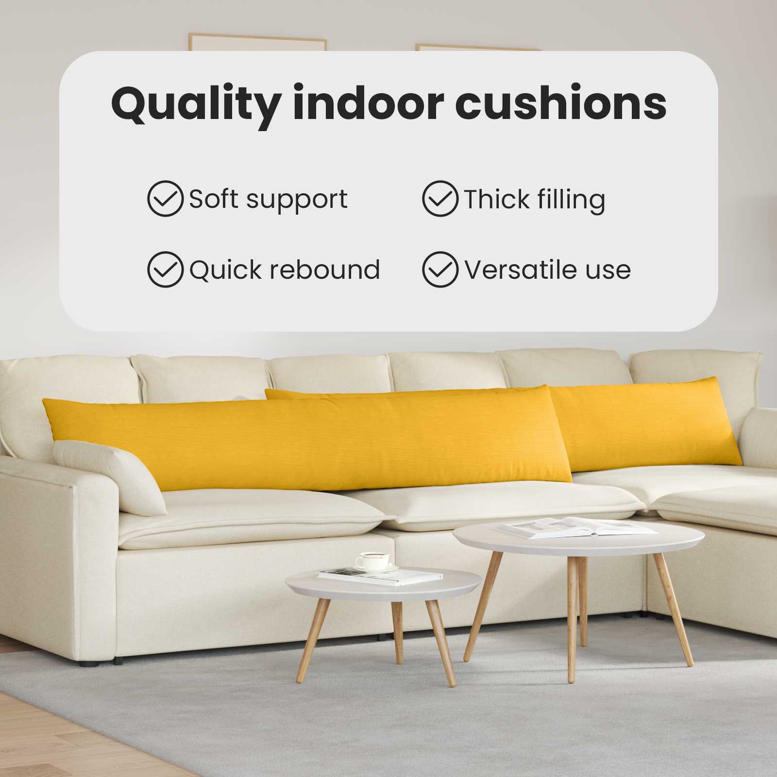 Sofa Pagalvės 2 pcs Šviesi geltona 200 x 40 cm
