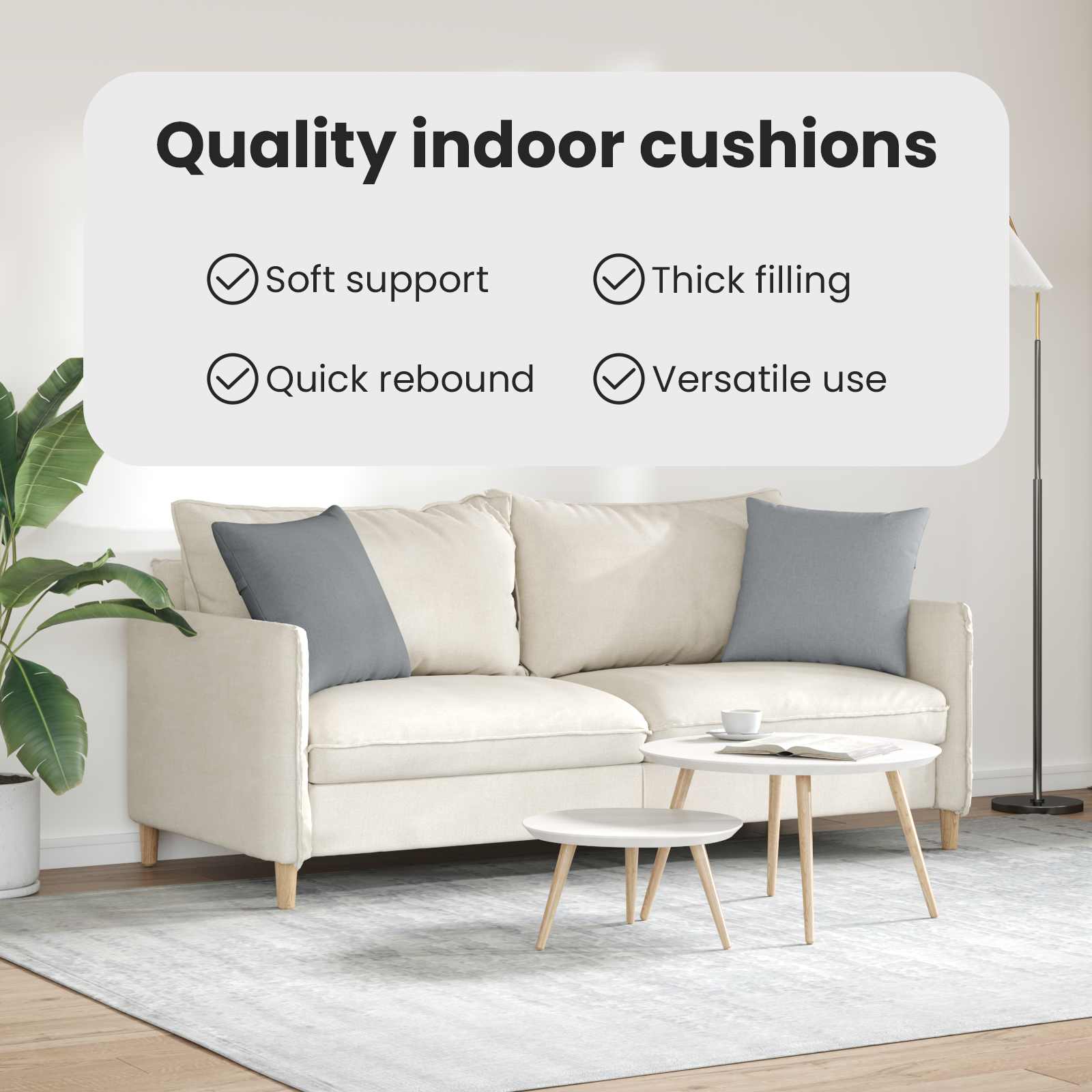 Sofa Pagalvės 2 pcs Šviesiai pilka 45 x 45 cm audinys