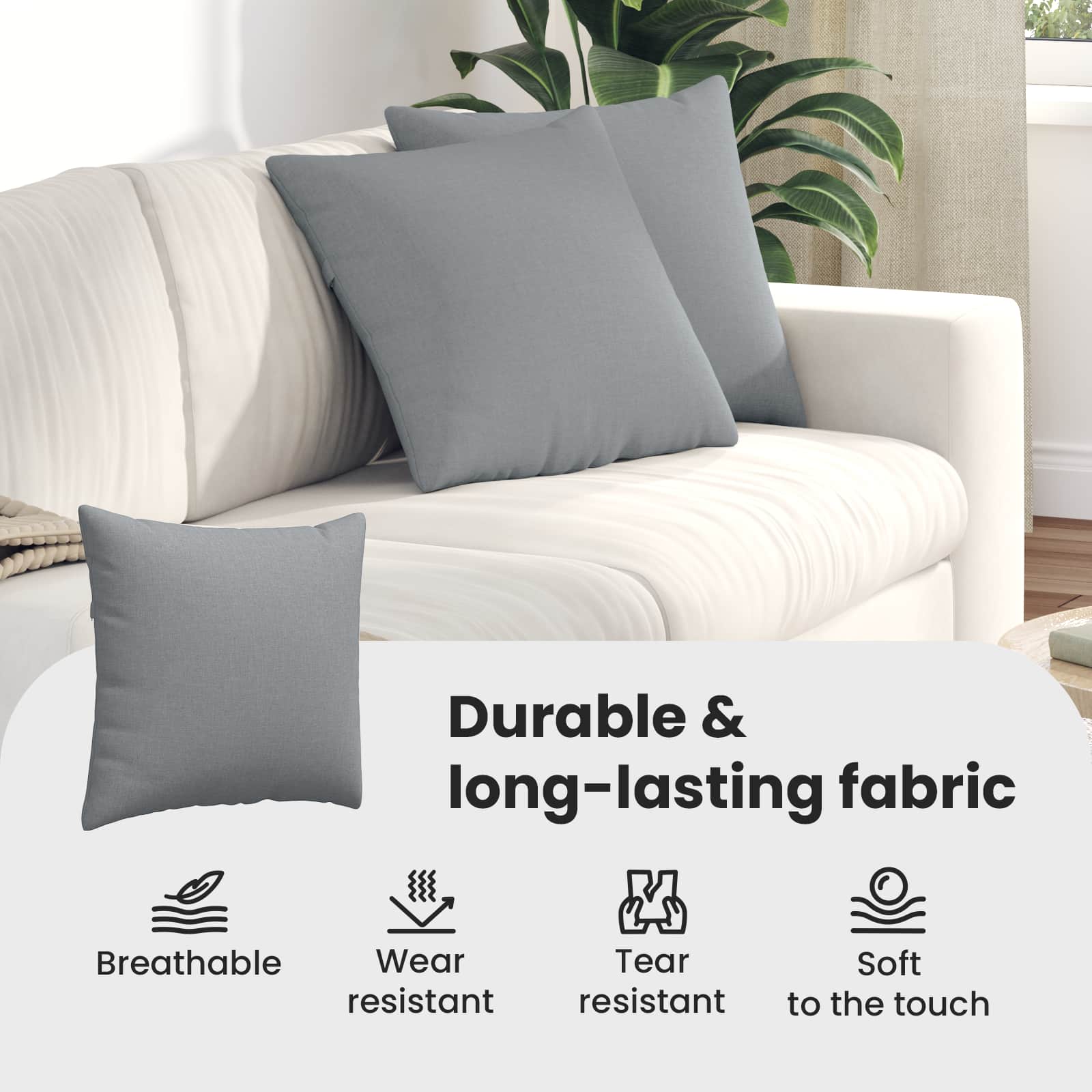 Sofa Pagalvės 2 pcs Šviesiai pilka 45 x 45 cm audinys