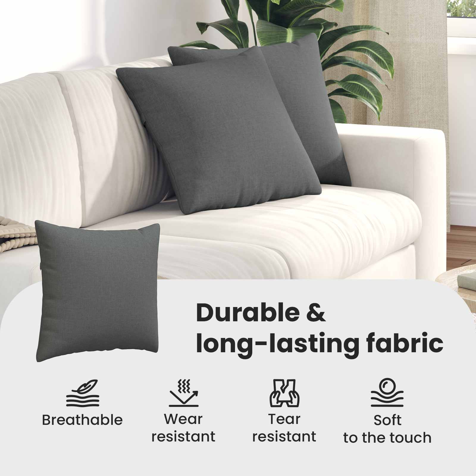 Sofa Pagalvės 2 pcs Tamsiai pilka 45 x 45 cm audinys