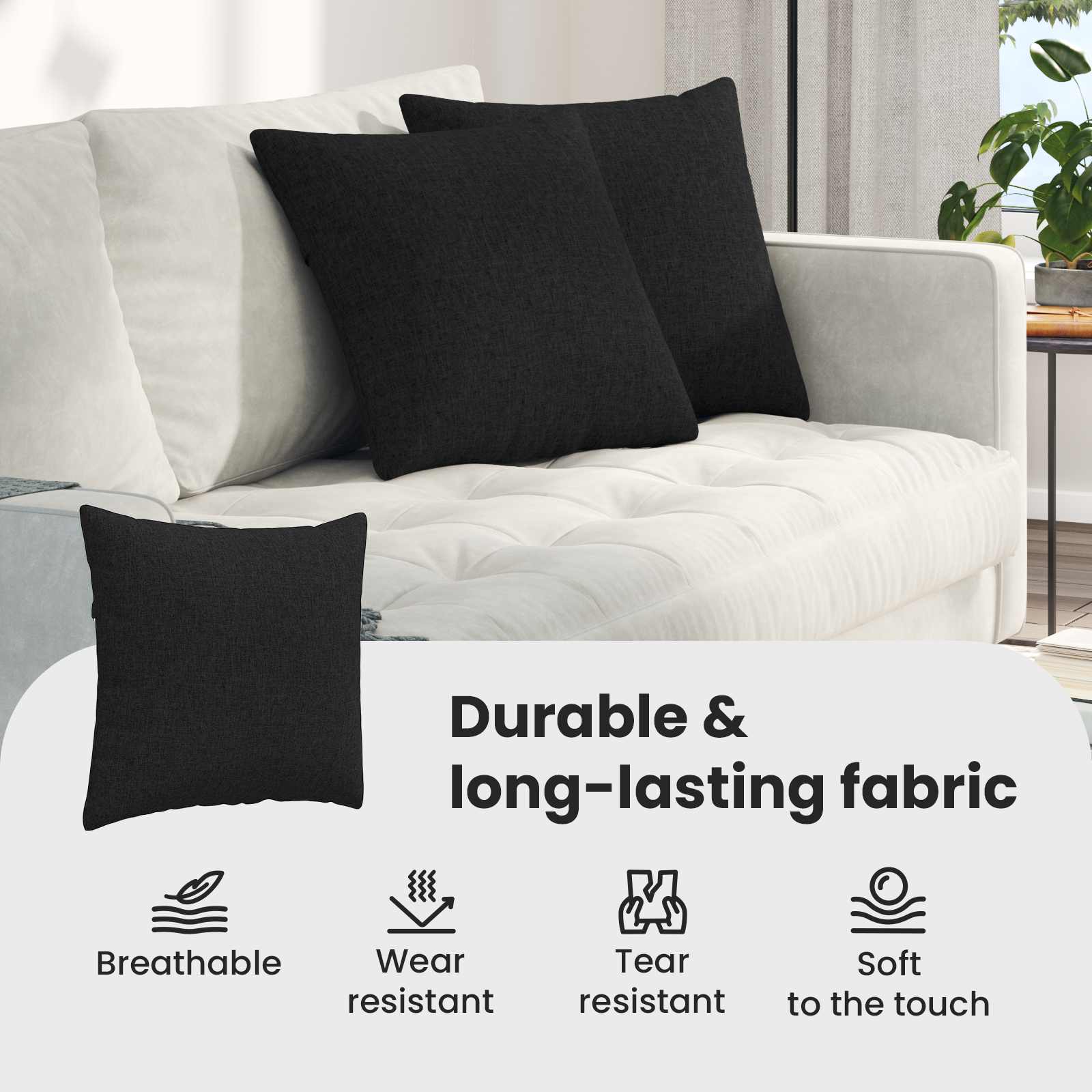 Sofa Pagalvės 2 pcs Juoda 45 x 45 cm audinys