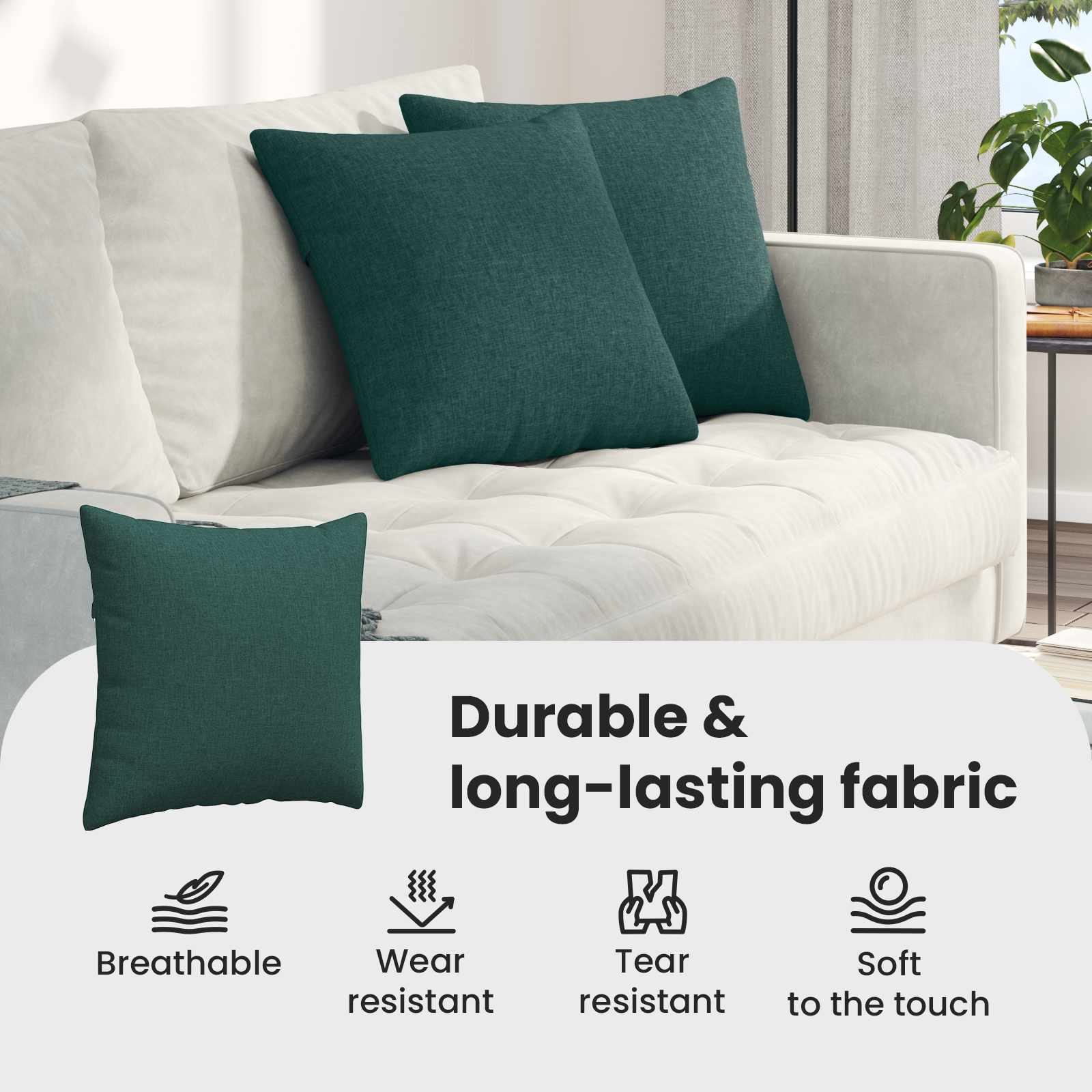 Sofa Pagalvės 2 pcs Tamsiai žalia 45 x 45 cm audinys