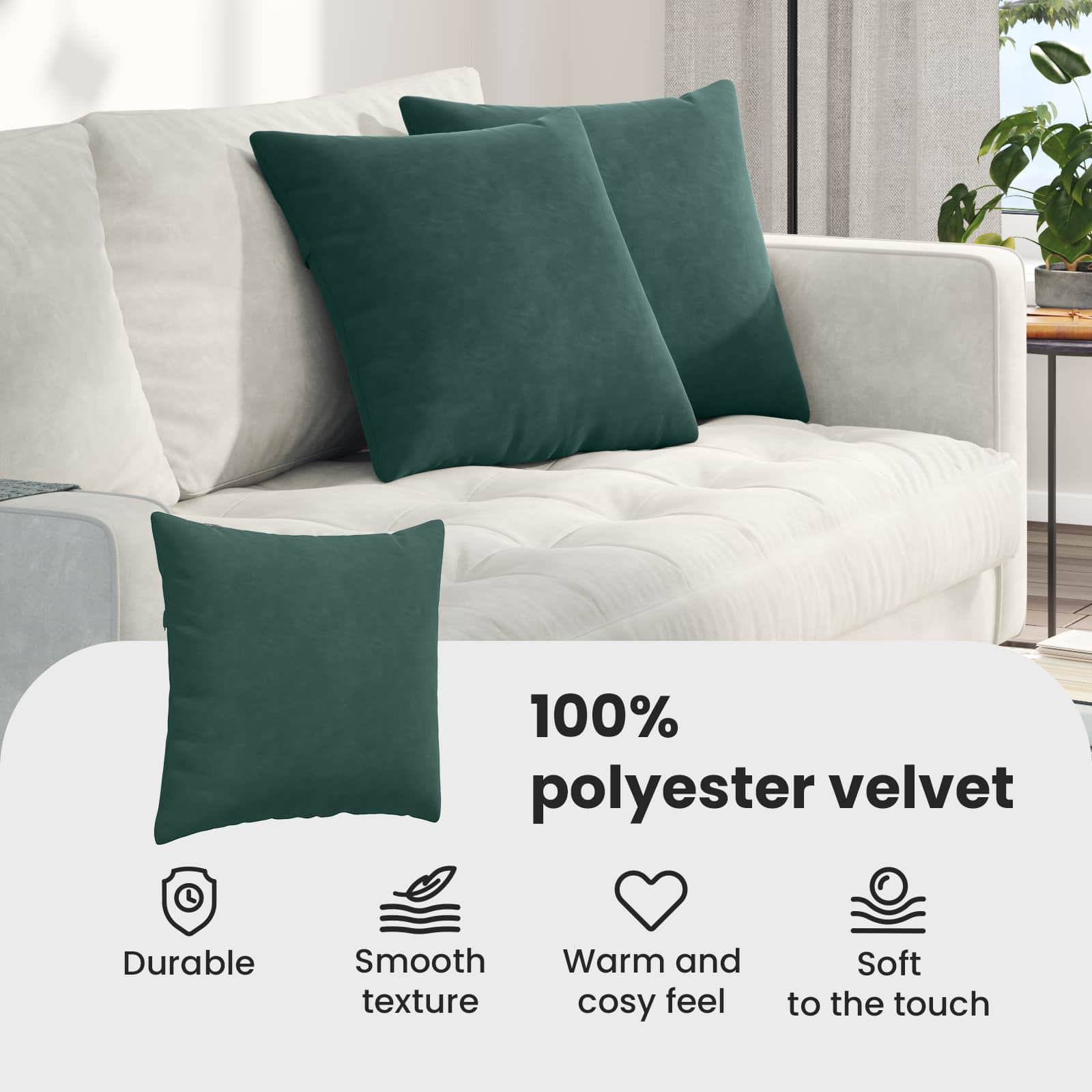 Sofa Pagalvės 2 pcs Tamsiai žalia 45 x 45 cm Kordūrinis audinys