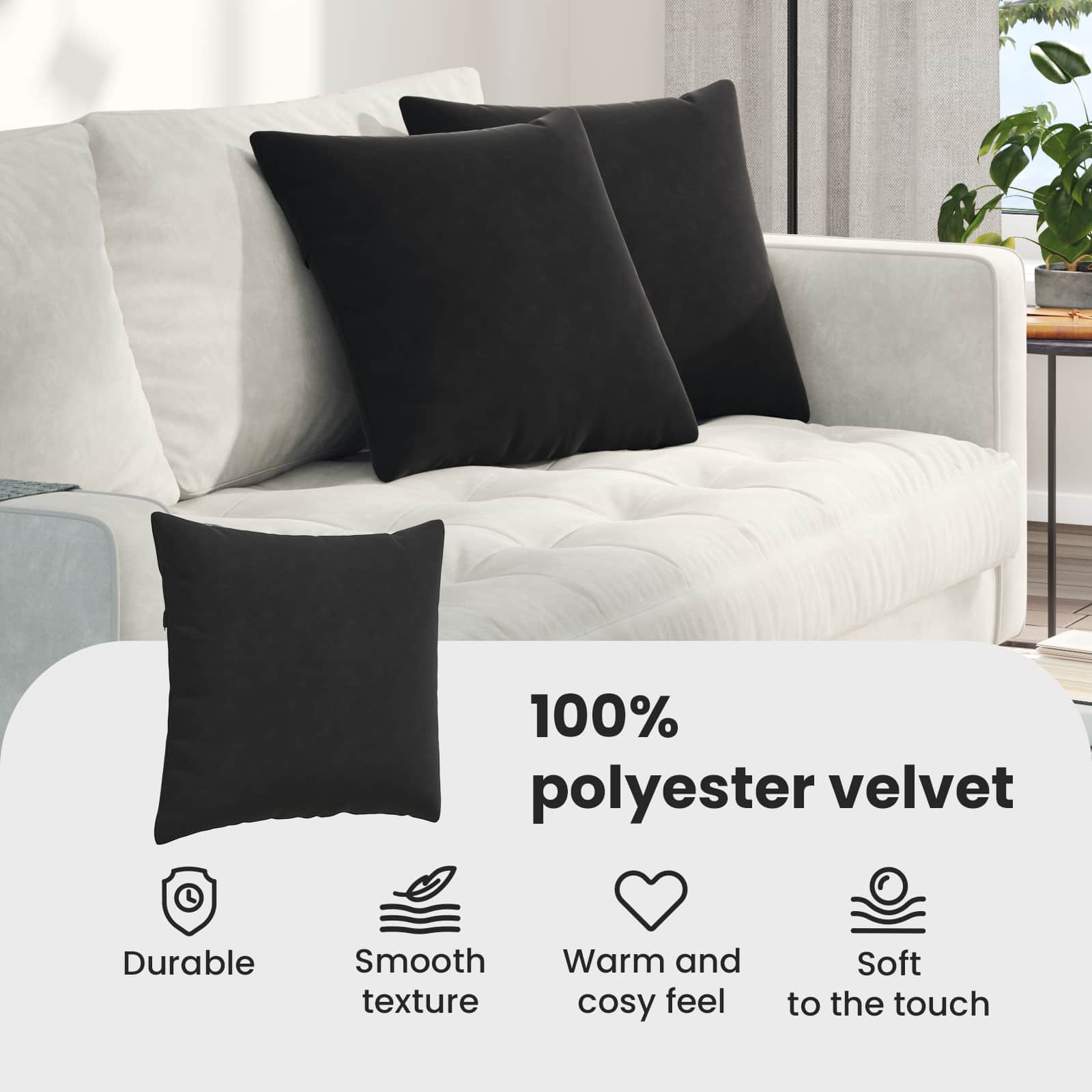 Sofa Pagalvės 2 pcs Juoda 45 x 45 cm Kordūrinis audinys
