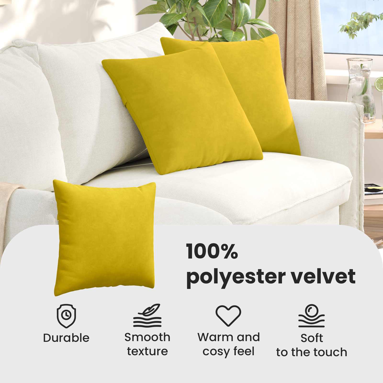 Sofa Pagalvės 2 pcs Geltona 45 x 45 cm Kordūrinis audinys