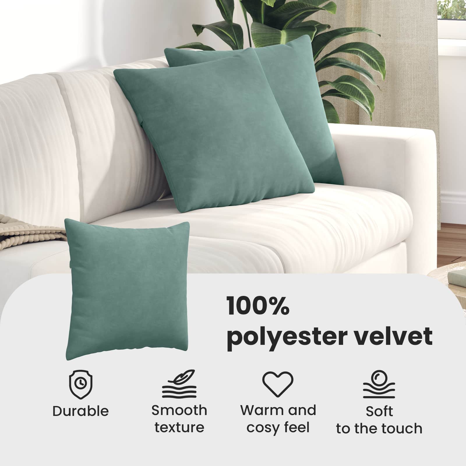 Sofa Pagalvės 2 pcs Jūrinė žalia 45 x 45 cm Kordūrinis audinys