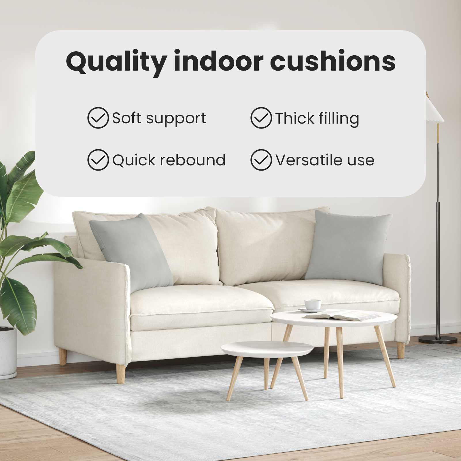 Sofa Pagalvės 2 pcs Šviesiai pilka 45 x 45 cm audinys