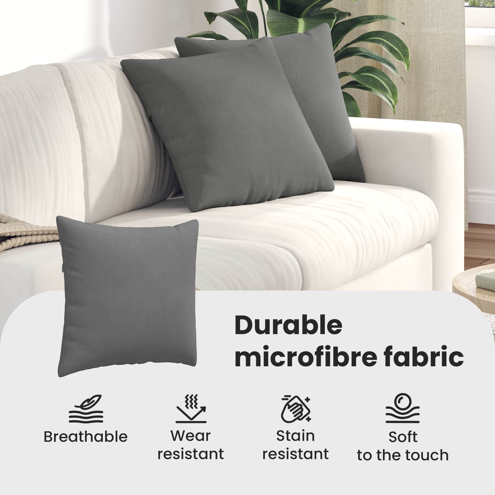 Sofa Pagalvės 2 pcs Tamsiai pilka 45 x 45 cm audinys