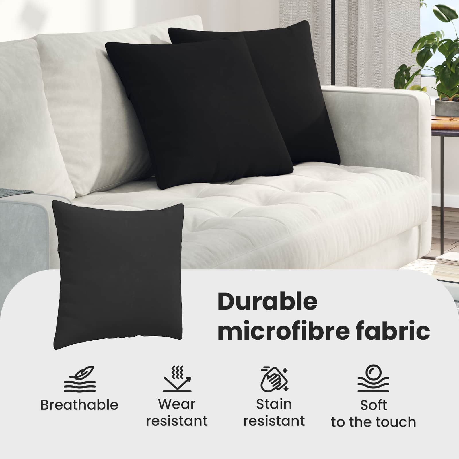 Sofa Pagalvės 2 pcs Juoda 45 x 45 cm audinys