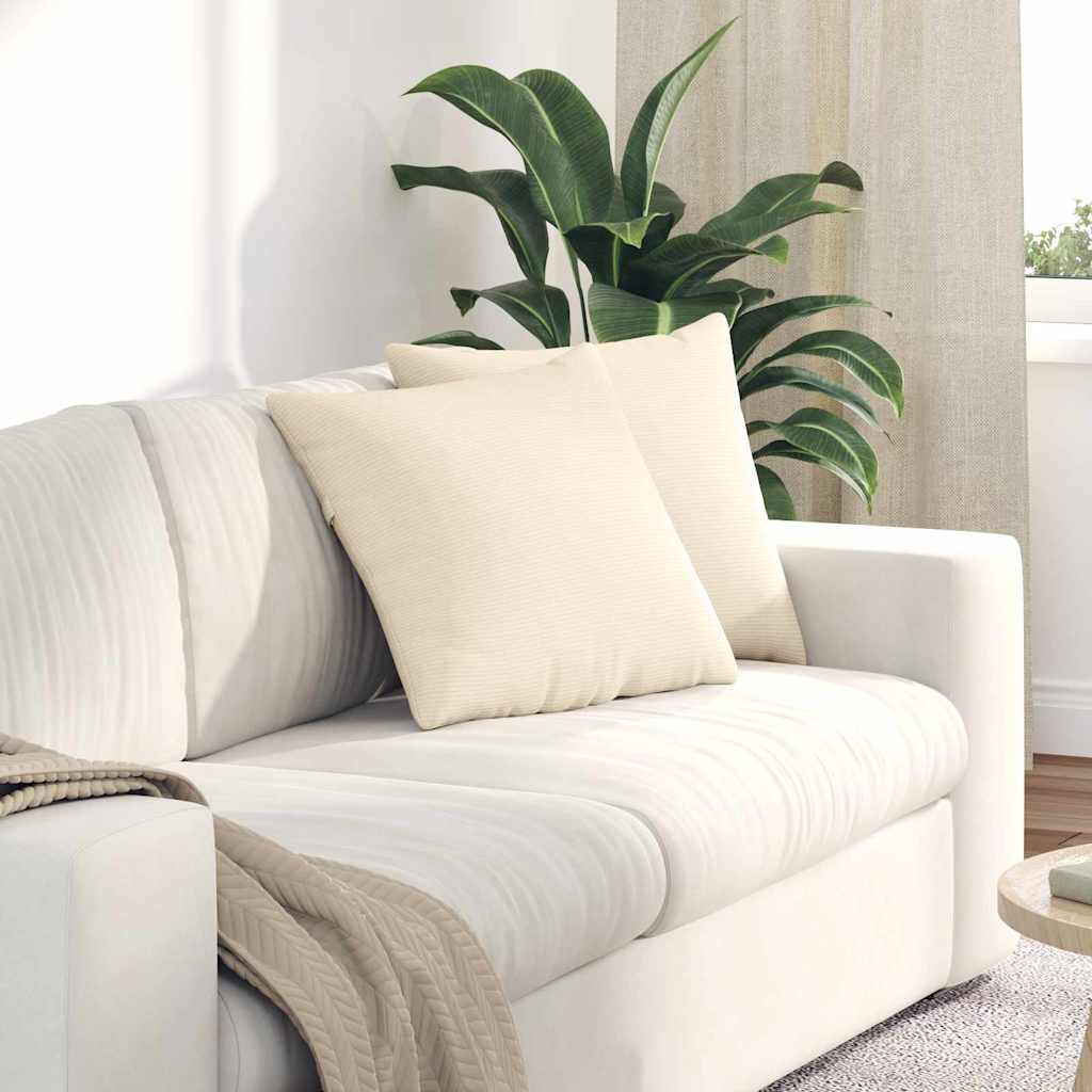 Sofa Cushions 2 pcs Cream 45 x 45 cm Corduroy