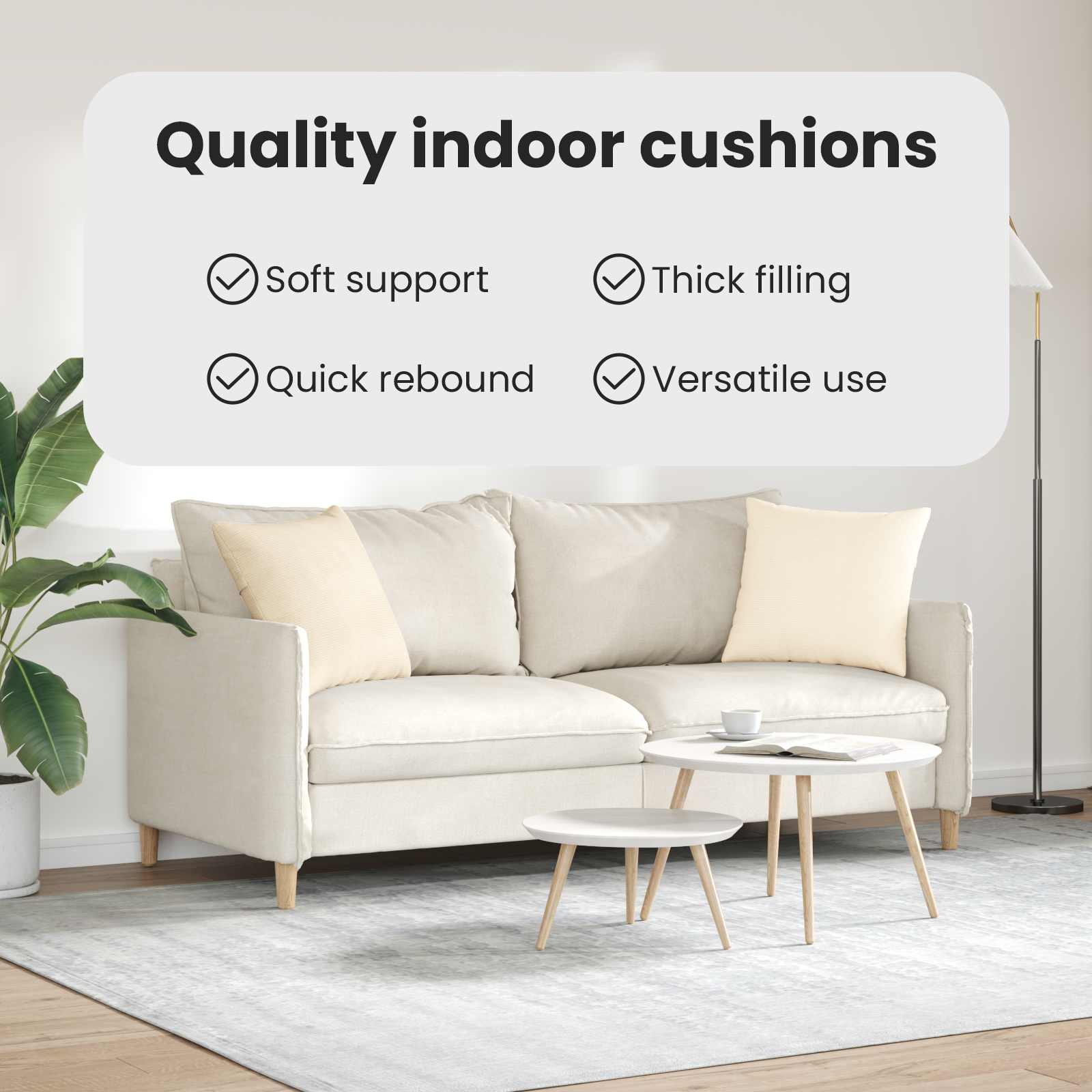 Sofa Pagalvės 2 pcs Kreminė 45 x 45 cm Kordūrinis audinys