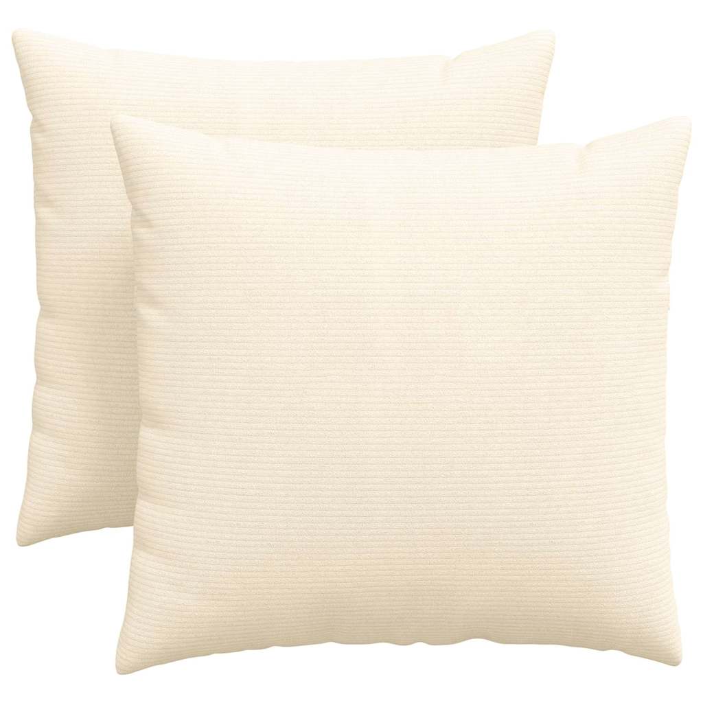 Sofa Cushions 2 pcs Cream 45 x 45 cm Corduroy
