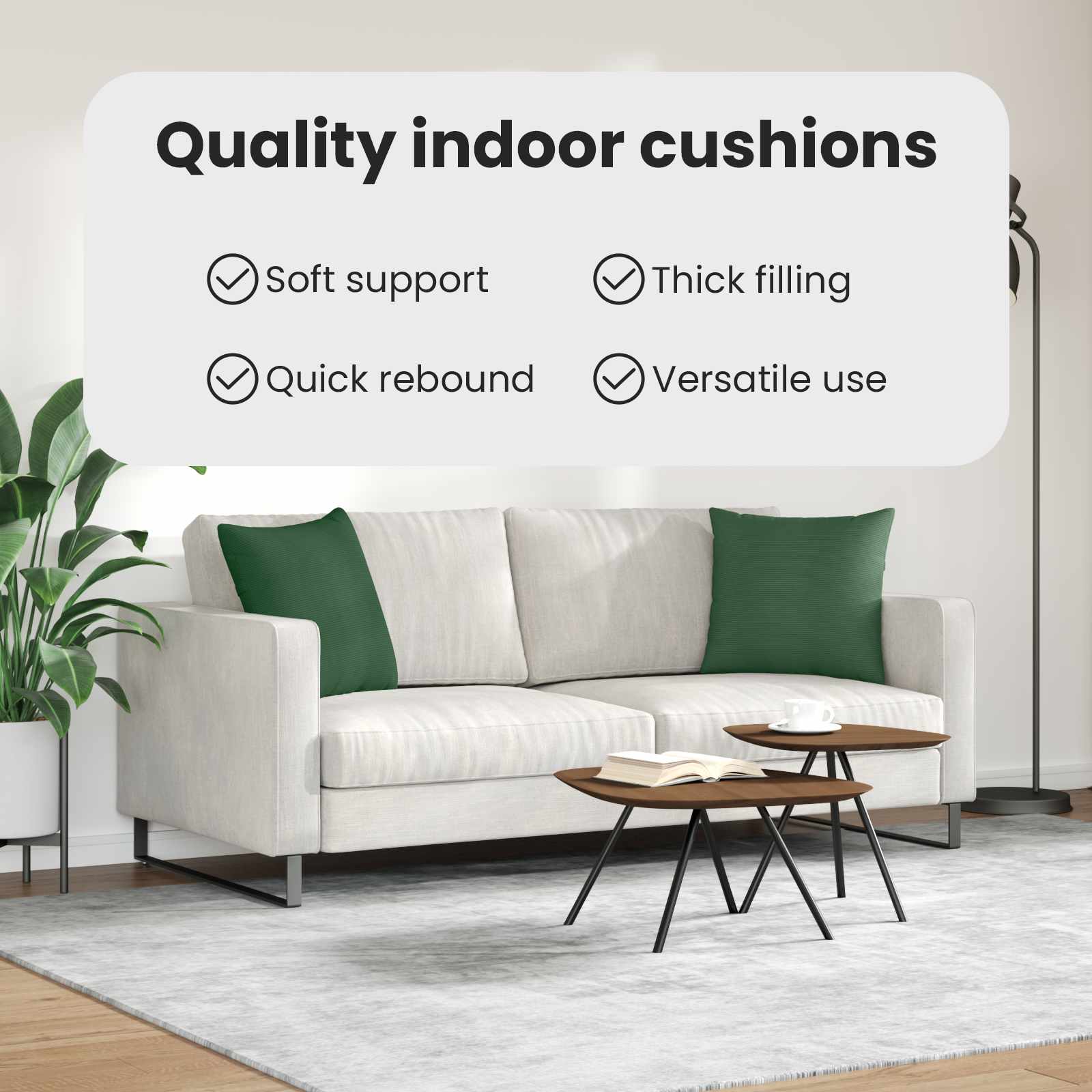 Sofa Pagalvės 2 pcs Tamsiai žalia 45 x 45 cm Kordūrinis audinys