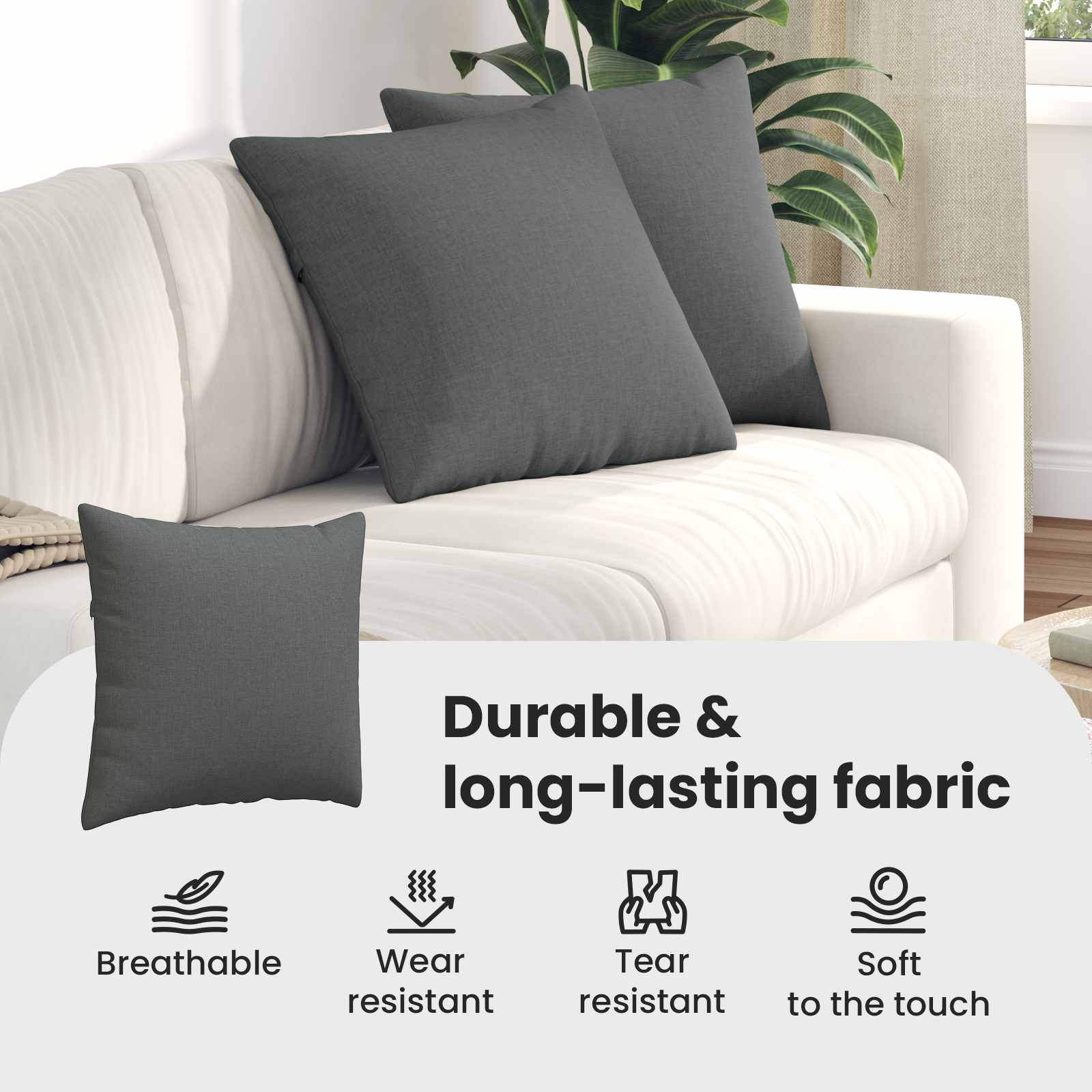 Sofa Pagalvės 2 pcs Tamsiai pilka 50 x 50 cm audinys