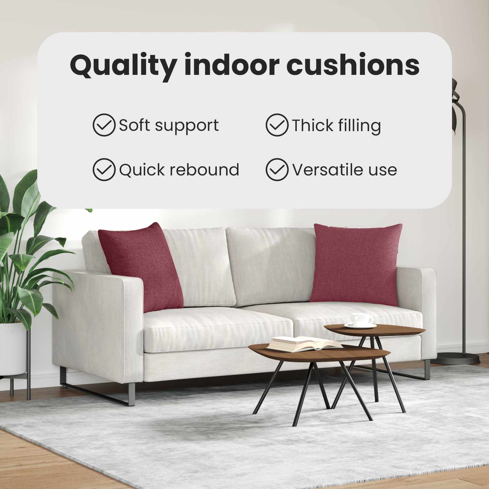 Sofa Pagalvės 2 pcs Vyno raudona 50 x 50 cm audinys