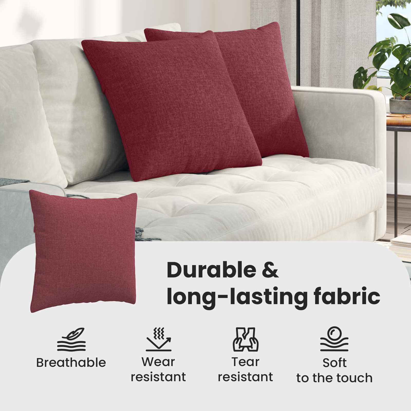 Sofa Pagalvės 2 pcs Vyno raudona 50 x 50 cm audinys