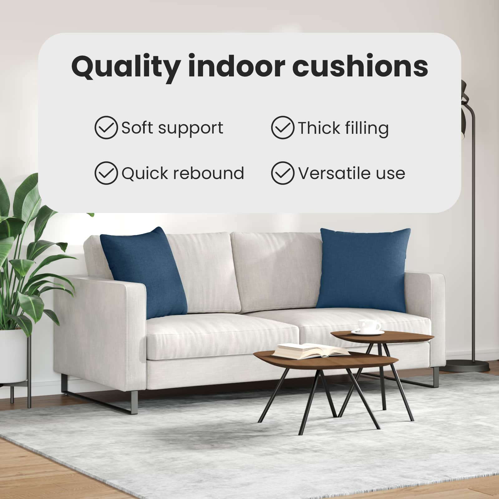 Sofa Cushions 2 pcs Blue 50 x 50 cm fabric
