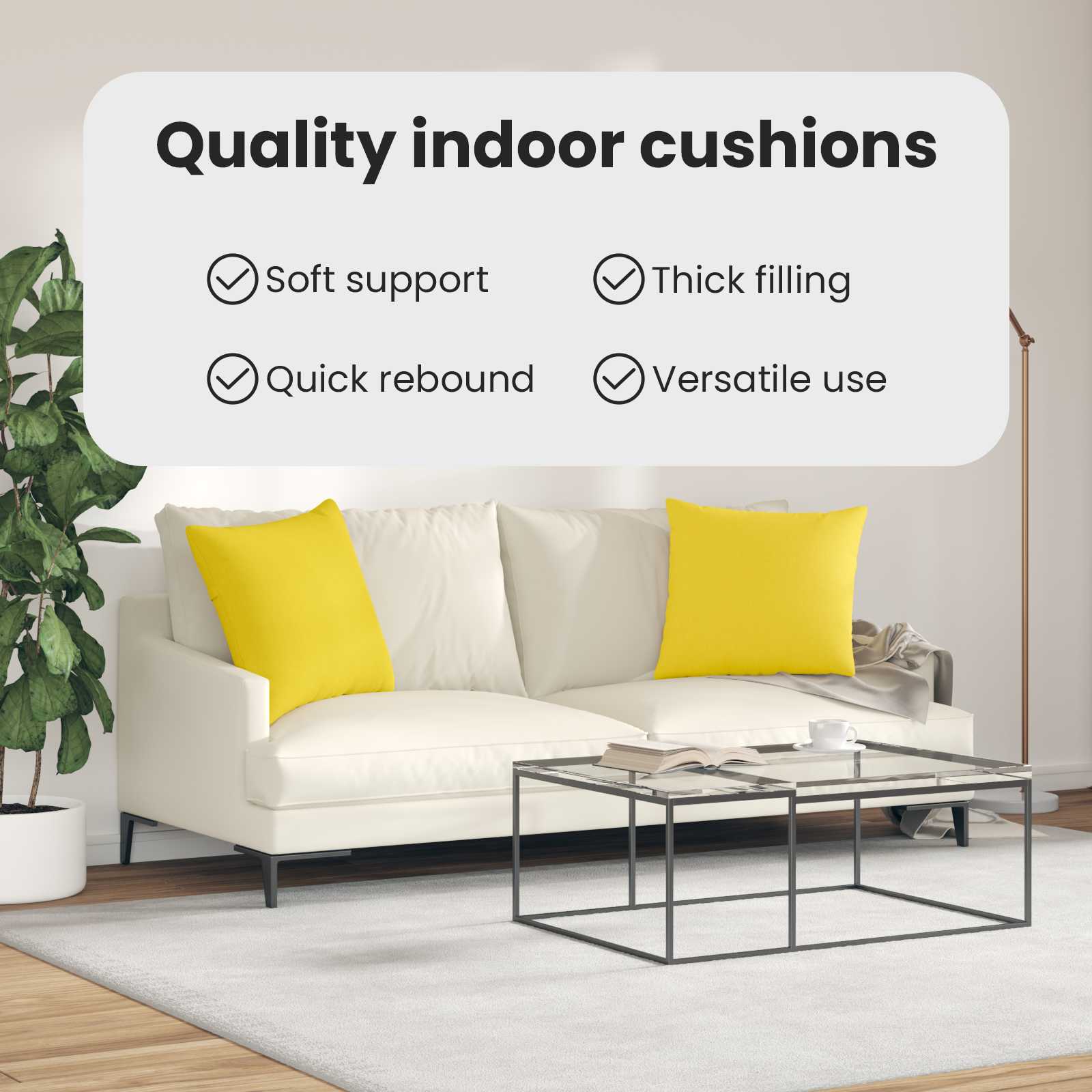 Sofa Pagalvės 2 pcs Šviesi geltona 50 x 50 cm audinys