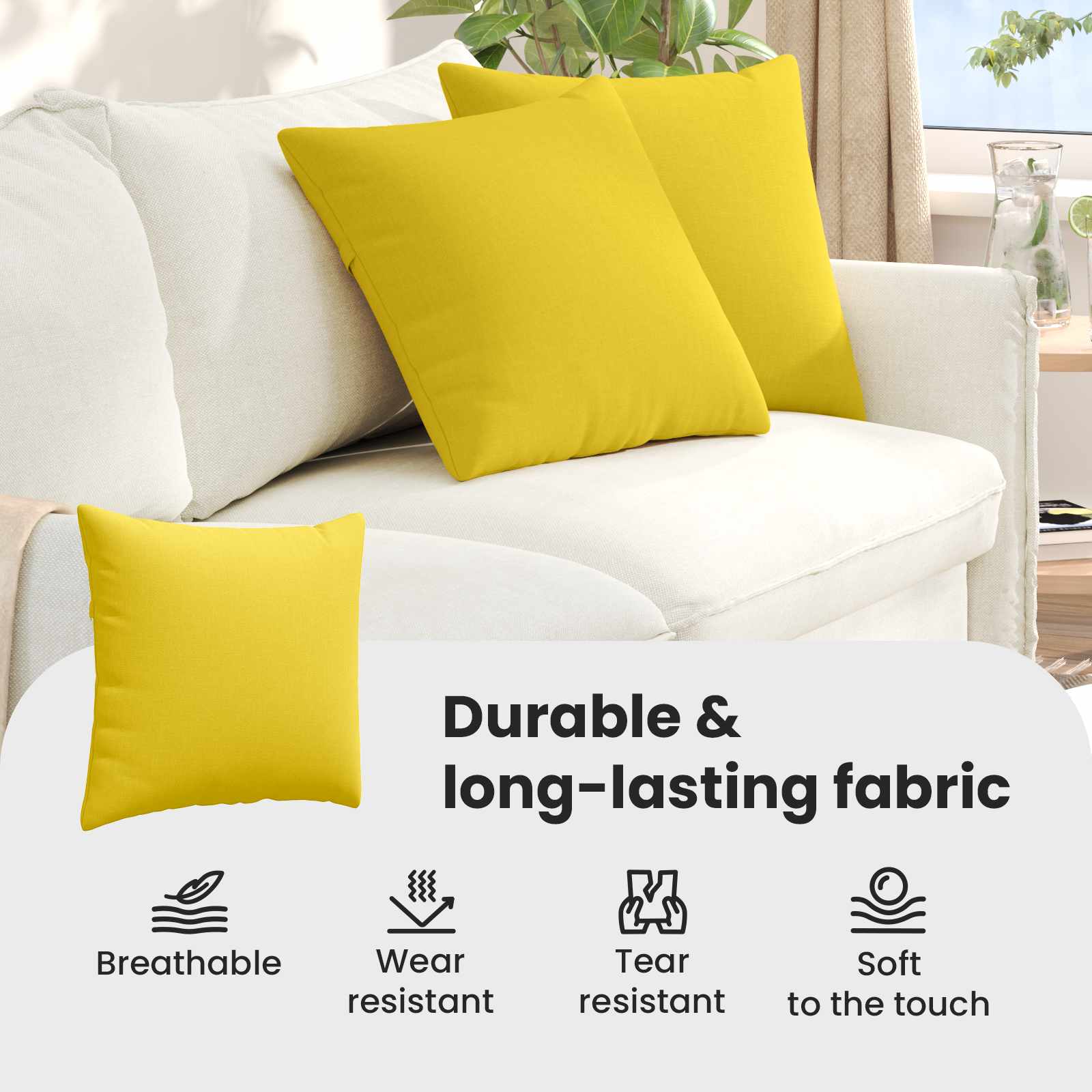 Sofa Pagalvės 2 pcs Šviesi geltona 50 x 50 cm audinys