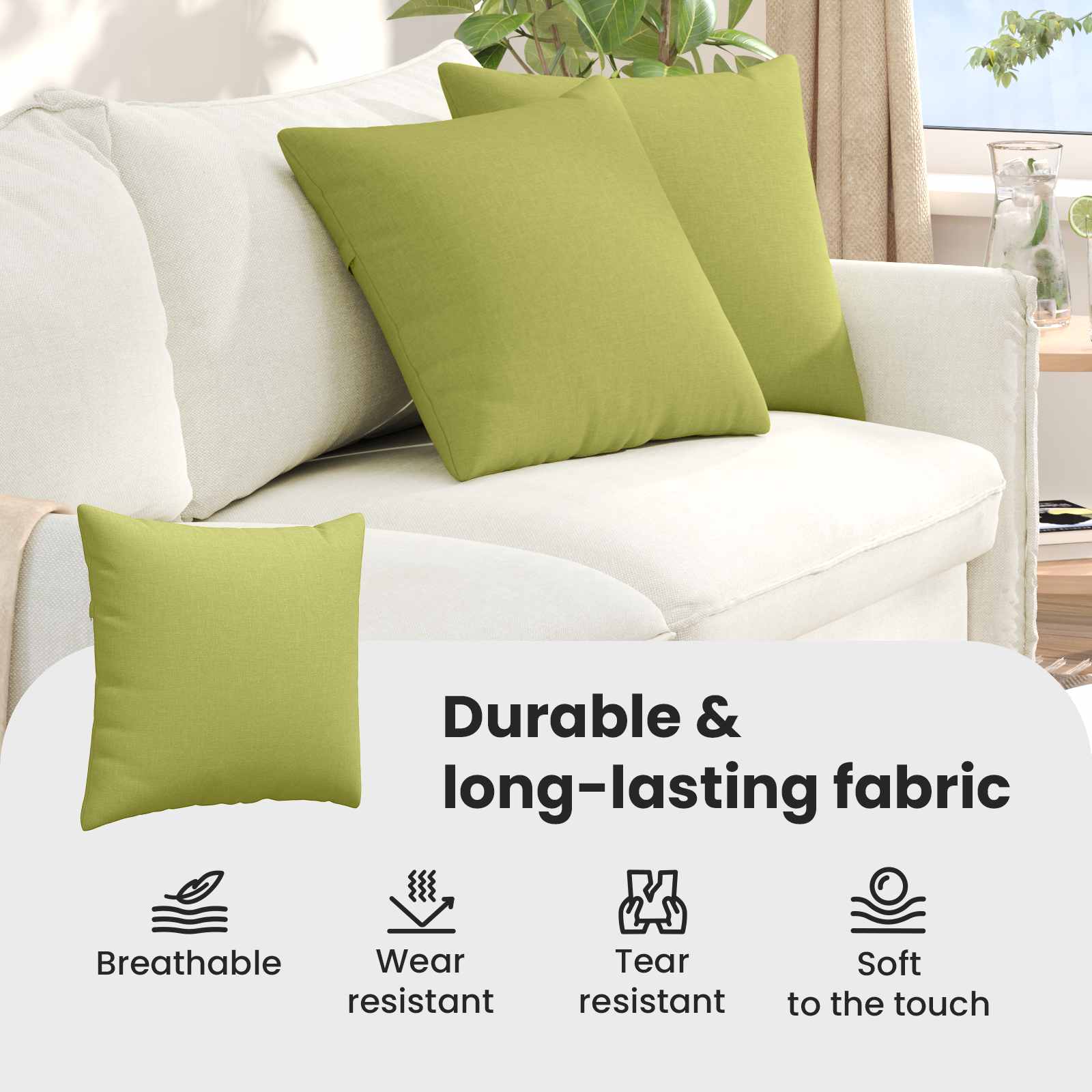 Sofa Pagalvės 2 pcs Šviesiai žalia 50 x 50 cm audinys