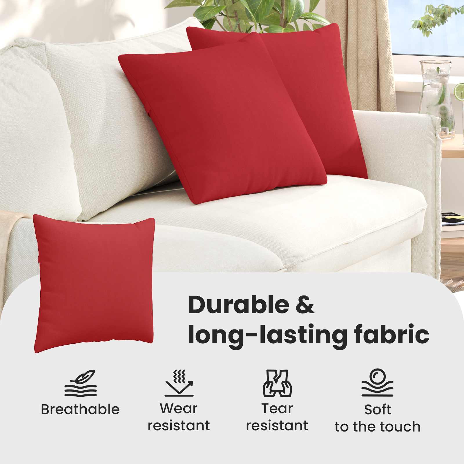 Sofa Pagalvės 2 pcs Raudona 50 x 50 cm audinys