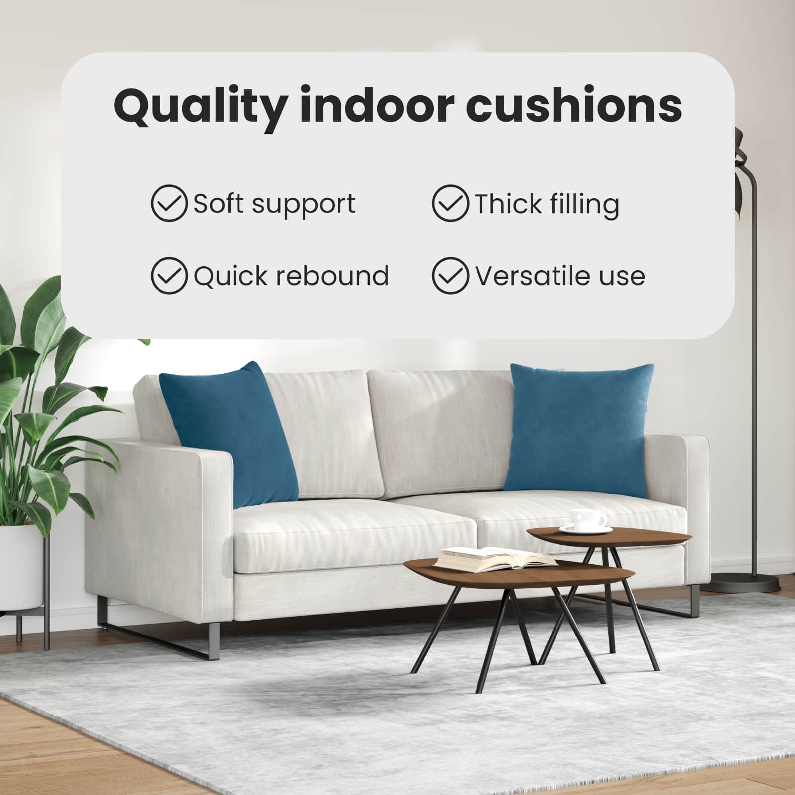 Sofa Pagalvės 2 pcs Mėlyna 50 x 50 cm Kordūrinis audinys