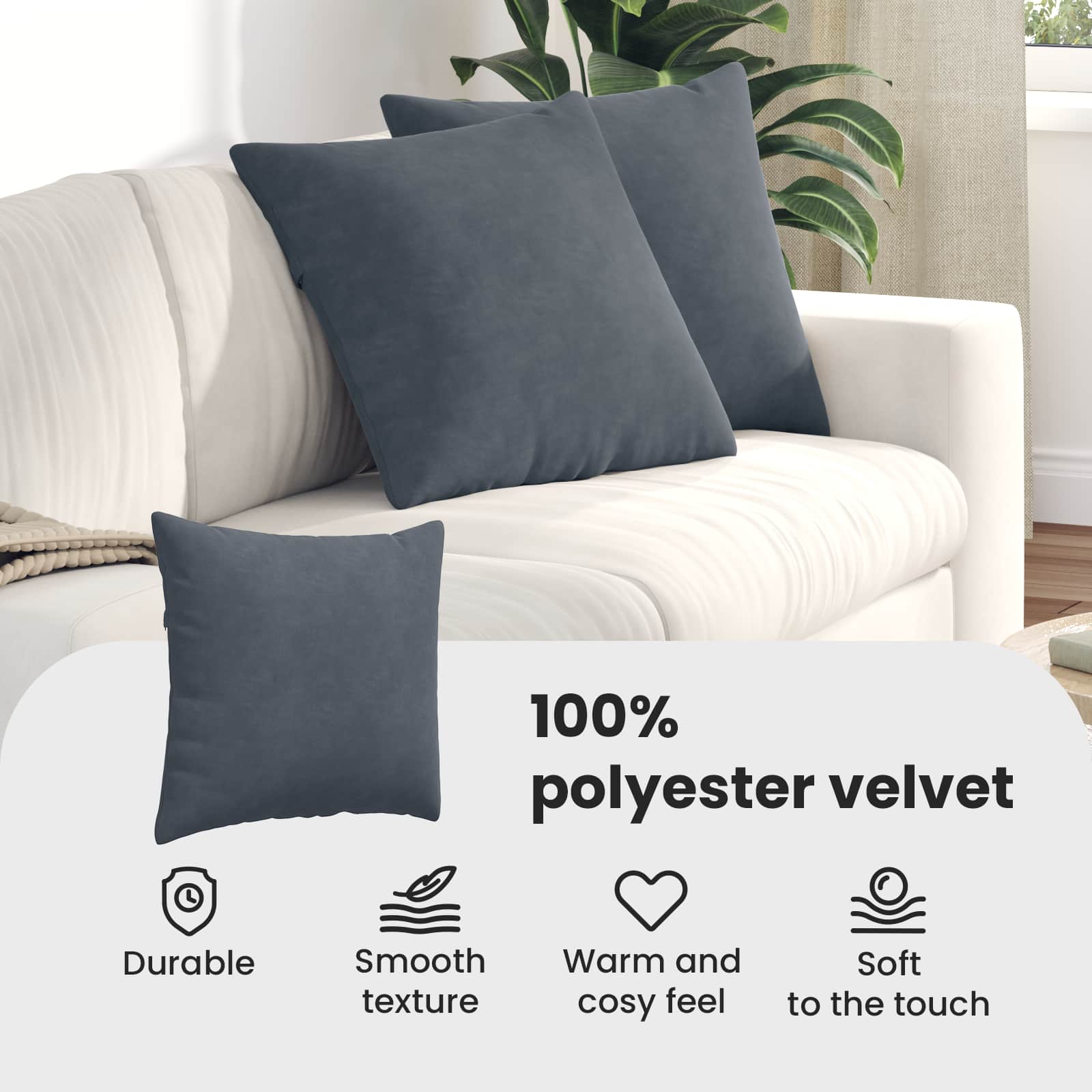 Sofa Pagalvės 2 pcs Tamsiai pilka 50 x 50 cm Kordūrinis audinys