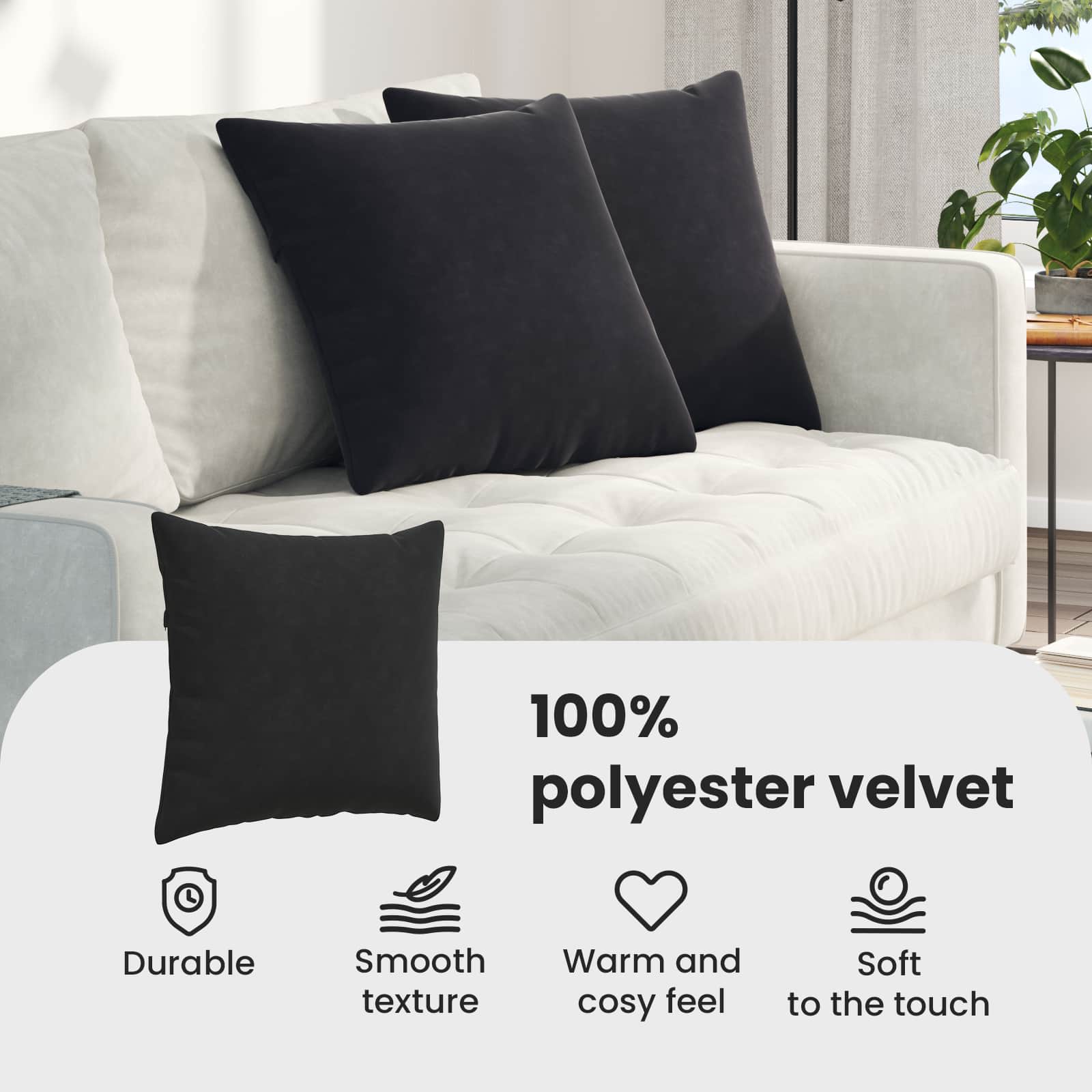 Sofa Pagalvės 2 pcs Juoda 50 x 50 cm Kordūrinis audinys