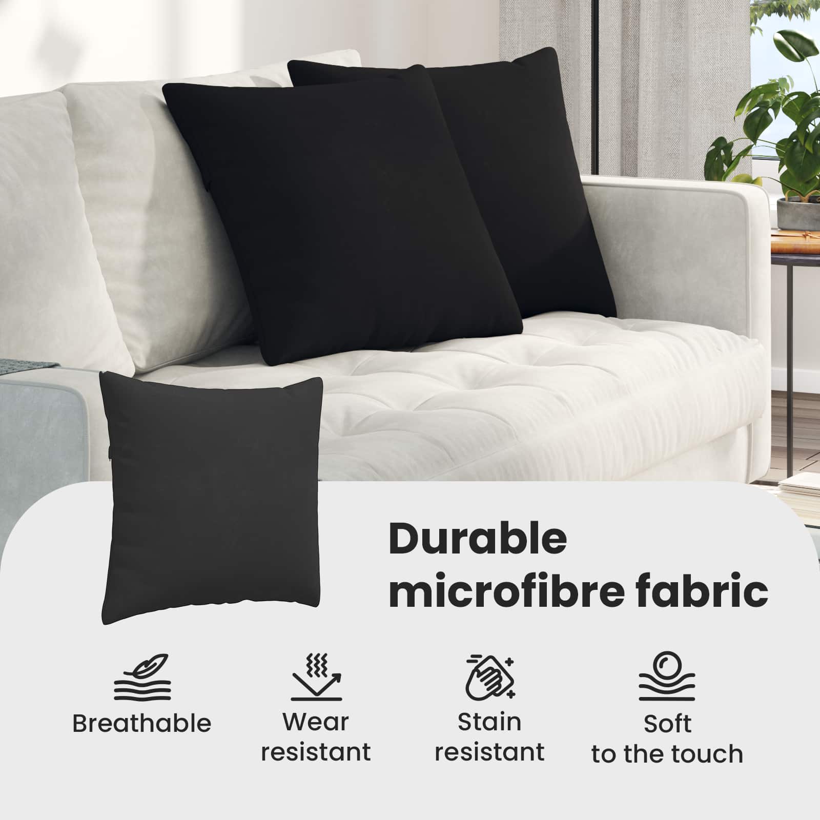 Sofa Pagalvės 2 pcs Juoda 50 x 50 cm audinys