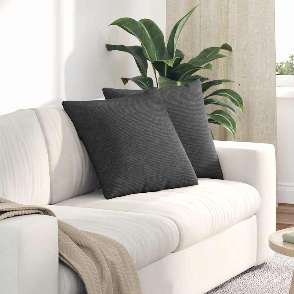 Sofa Pillows 2 pcs Dark Grey 50 x 50 cm Corduroy Fabric