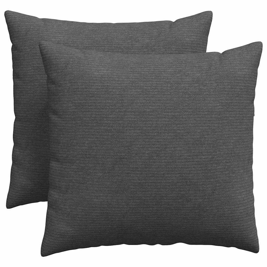 Sofa Pillows 2 pcs Dark Grey 50 x 50 cm Corduroy Fabric
