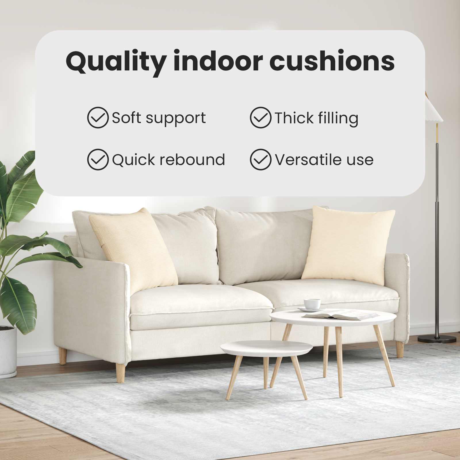 Sofa Pagalvės 2 pcs Kreminė 50 x 50 cm Kordūrinis audinys