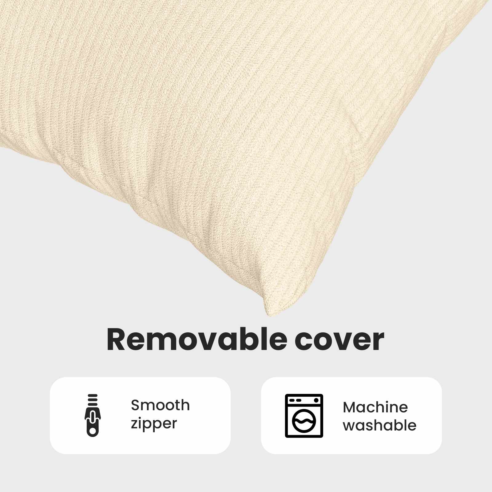 Sofa Pagalvės 2 pcs Kreminė 50 x 50 cm Kordūrinis audinys