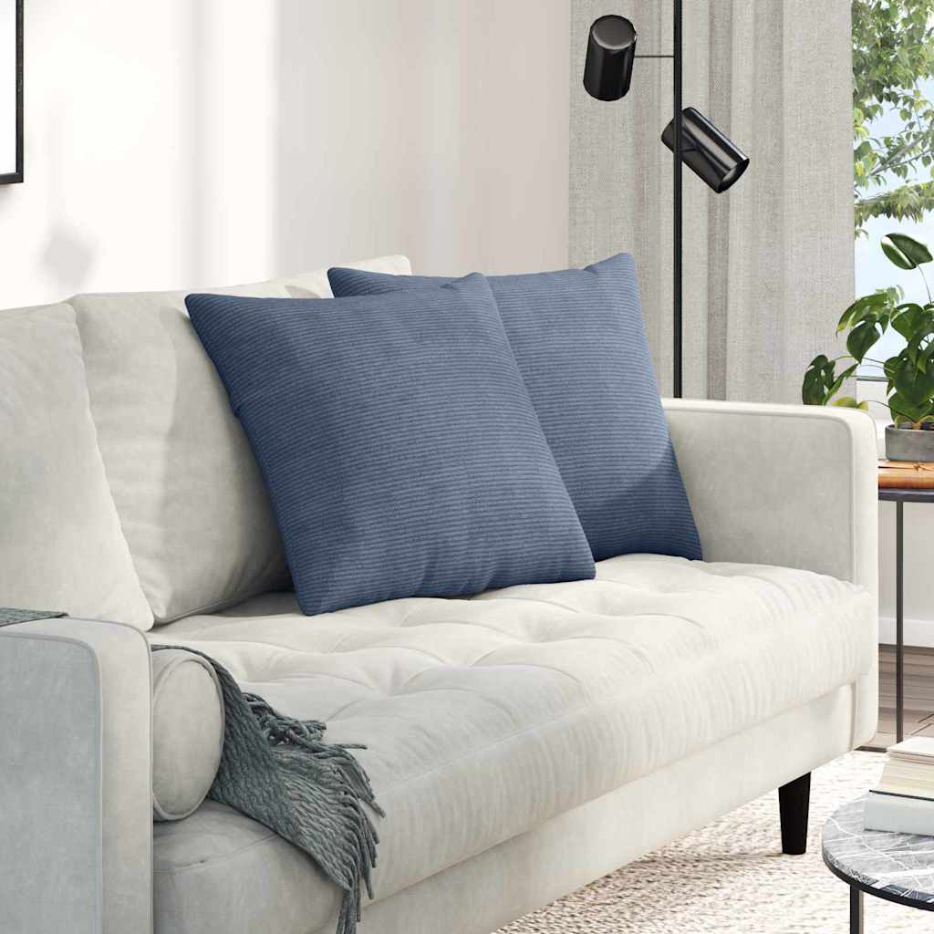 Sofa Cushions 2 pcs Blue 50 x 50 cm Corduroy fabric