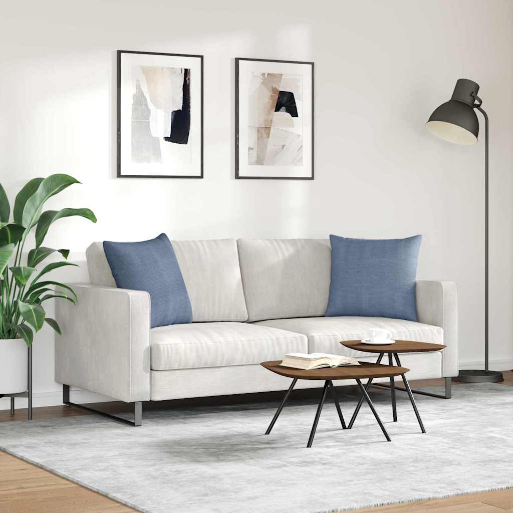 Sofa Cushions 2 pcs Blue 50 x 50 cm Corduroy fabric