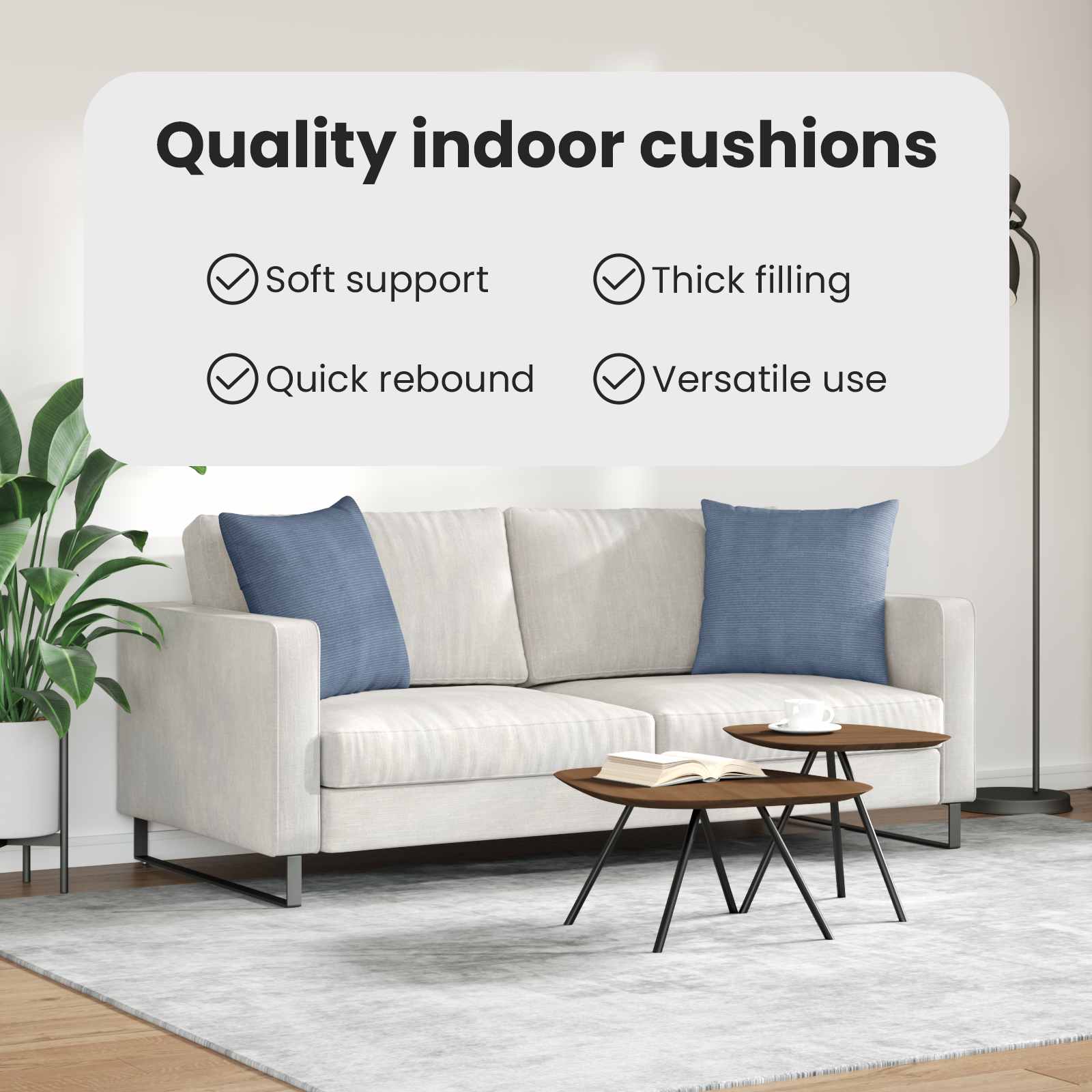 Sofa Pagalvės 2 pcs Mėlyna 50 x 50 cm Kordūrinis audinys
